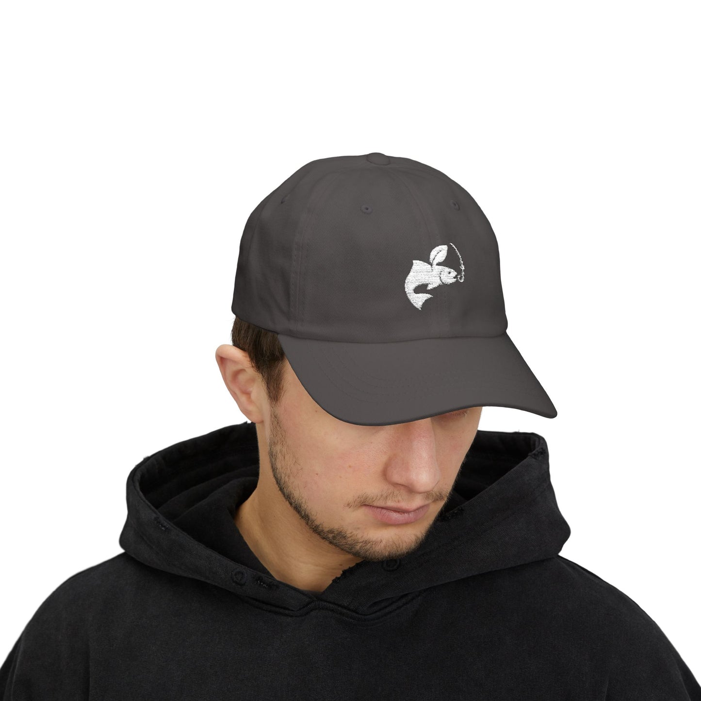 Classic Dad Cap - Fishing logo (white)
