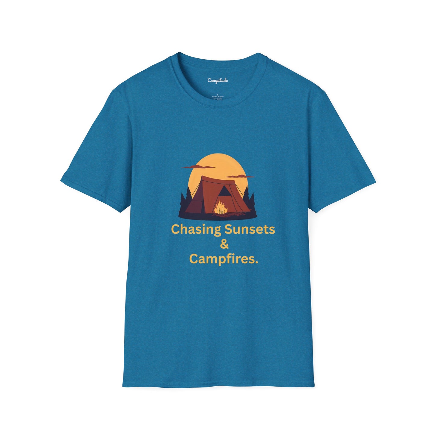 Unisex T-Shirt - Chasing Sunsets & Campfires (Tent)