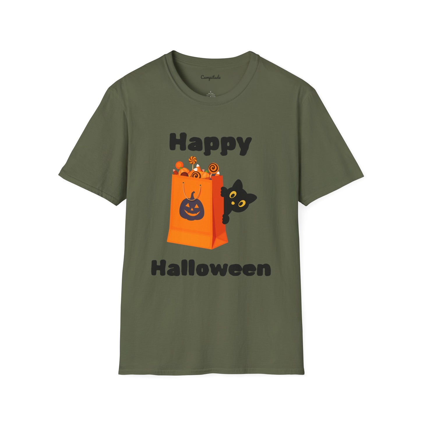 Unisex T-Shirt - Black Cat Happy Halloween