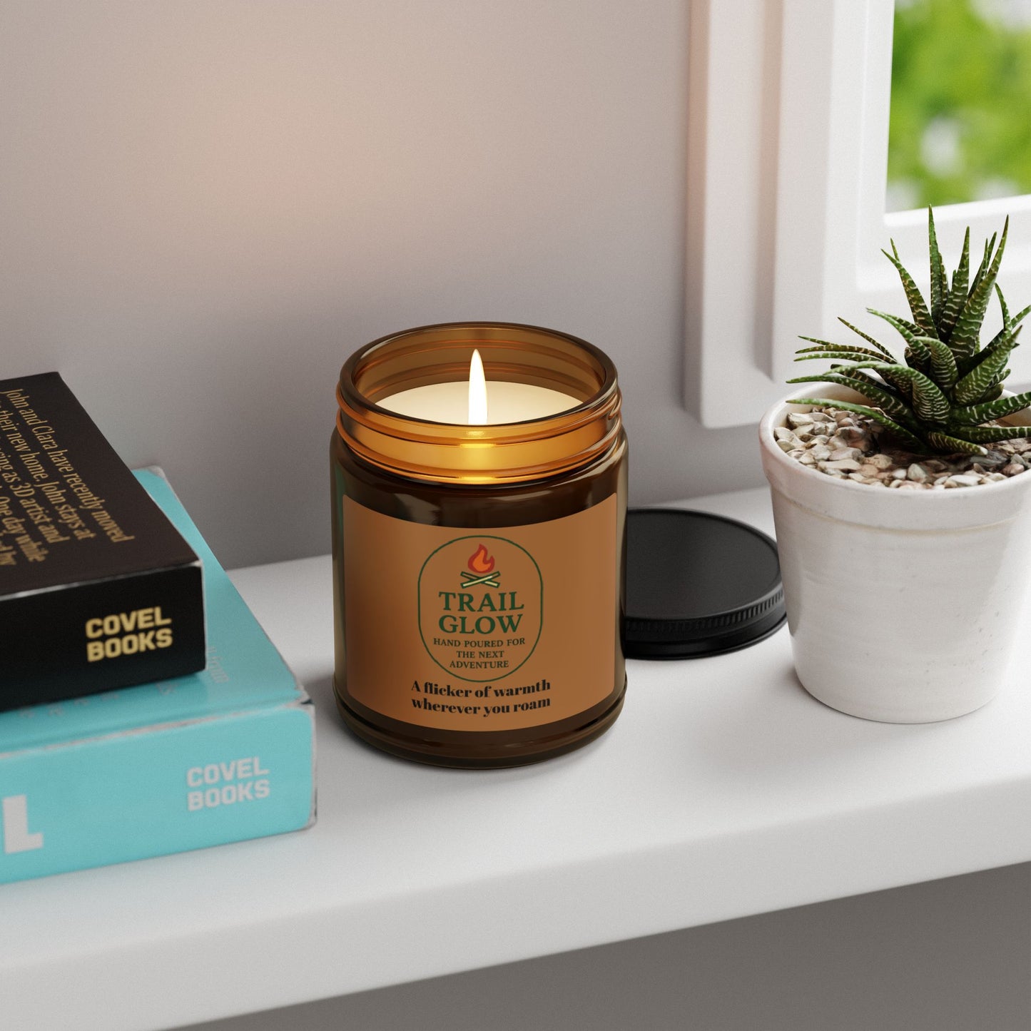 Scented Soy Candle - A Flicker of Warmth Wherever You Go (Multi-scent, Amber Jar)