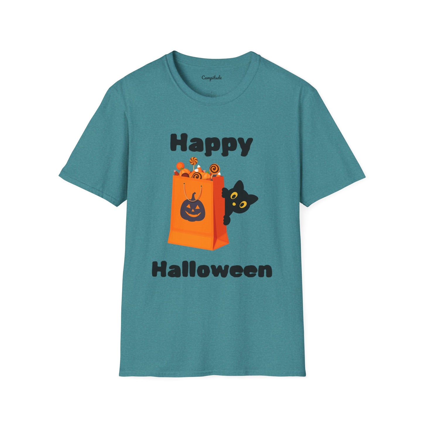 Unisex T-Shirt - Black Cat Happy Halloween