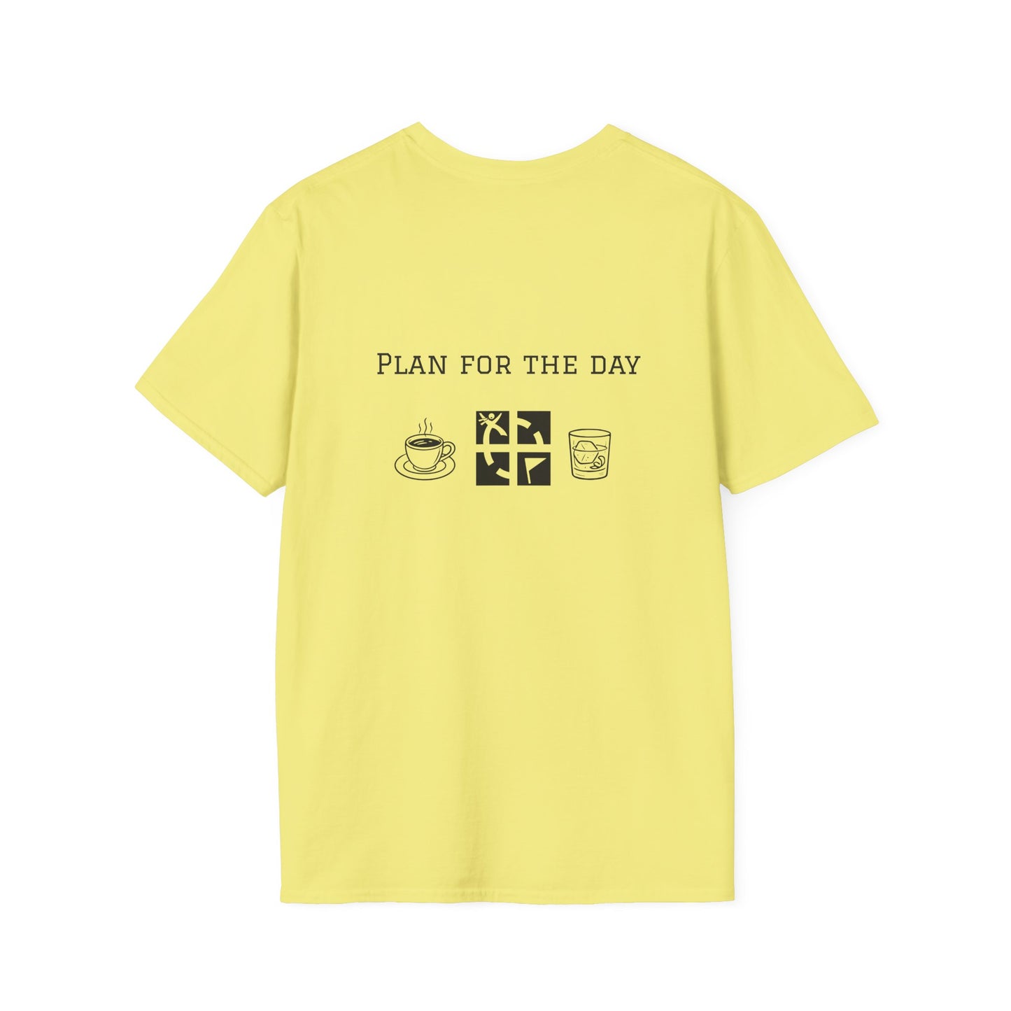 Unisex T-Shirt - Plan for the Day Geocache & Bourbon (2-sided graphic)