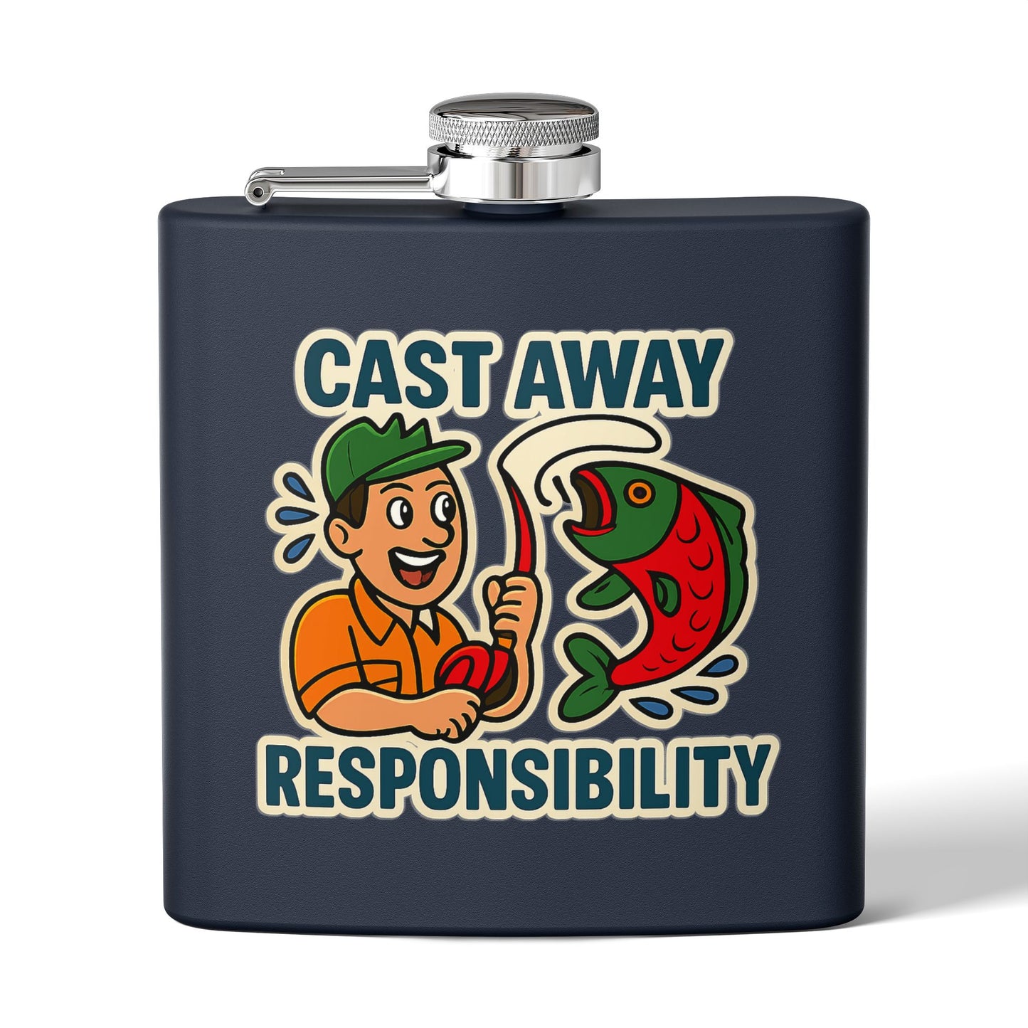 Fishing Flask - Cast Away Responsibility Design