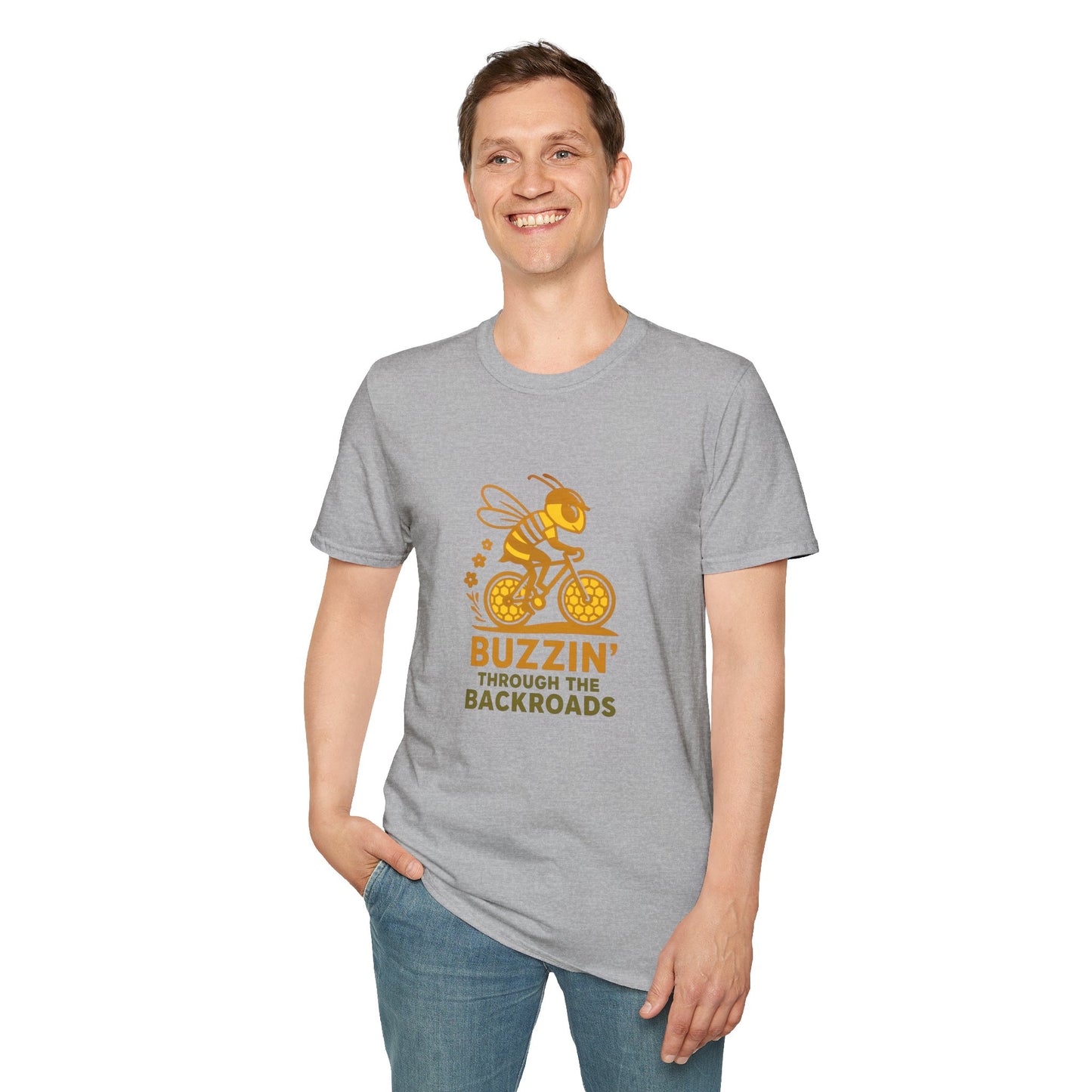 Unisex T-Shirt - Cyclist Buzzin' Through the Backroads