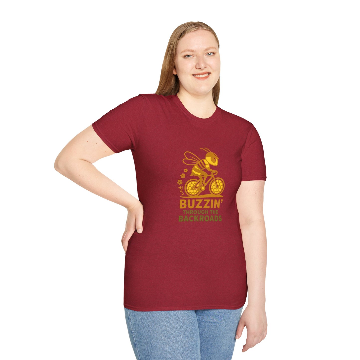 Unisex T-Shirt - Cyclist Buzzin' Through the Backroads