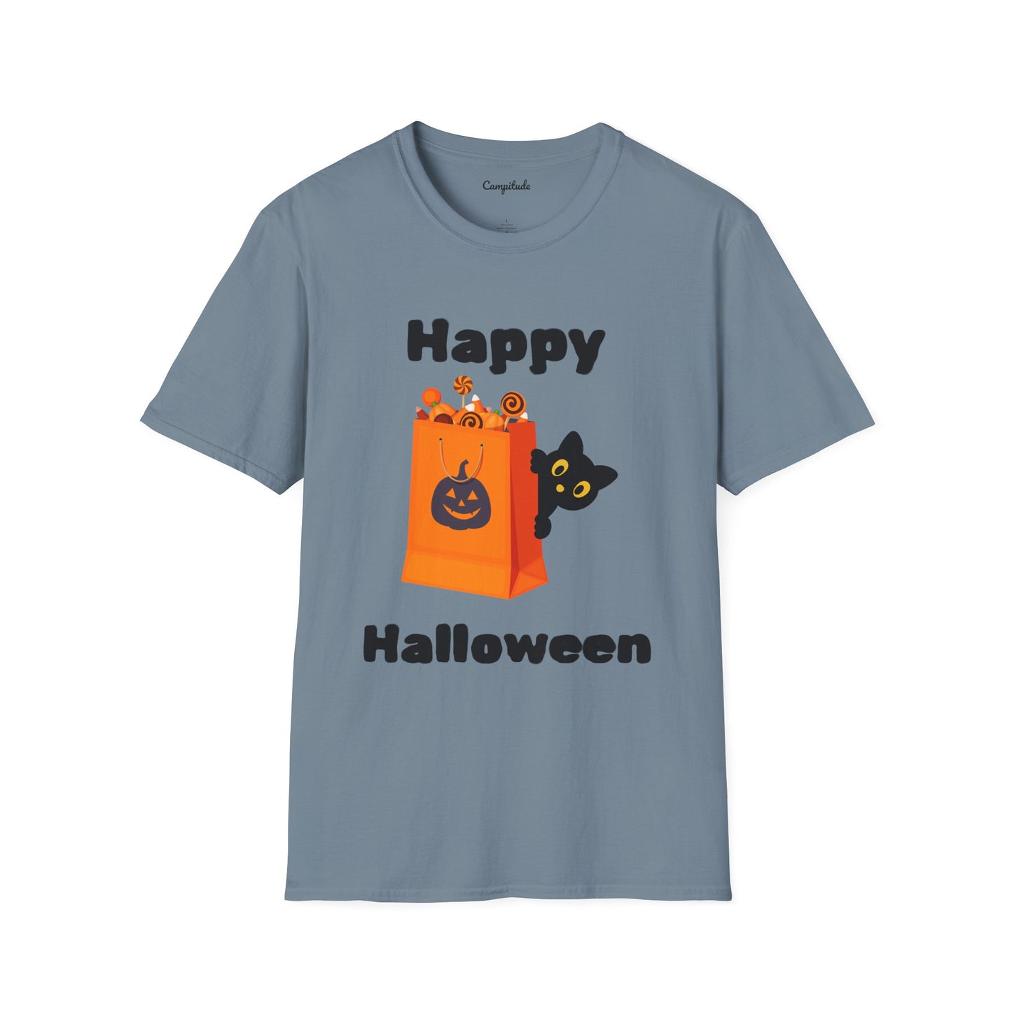 Unisex T-Shirt - Black Cat Happy Halloween