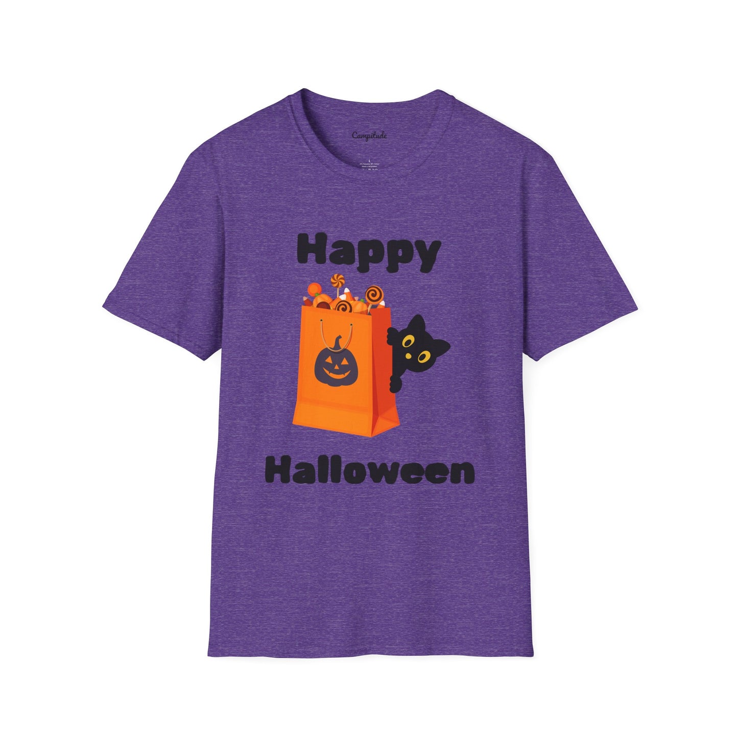 Unisex T-Shirt - Black Cat Happy Halloween