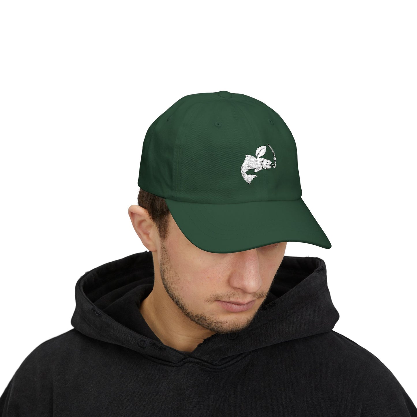 Classic Dad Cap - Fishing logo (white)