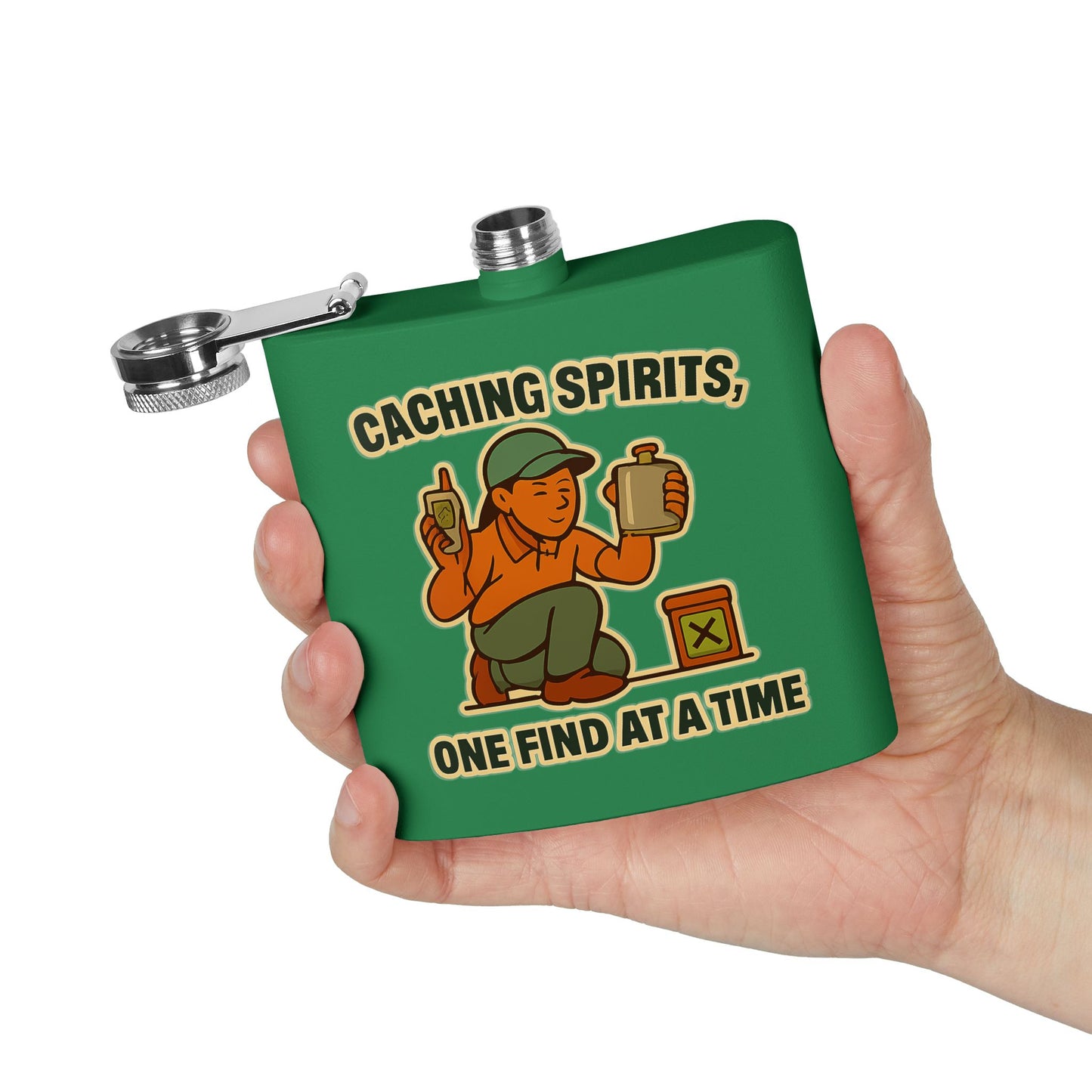 Geocache Flask - Caching Spirits, One Find at a Time Design