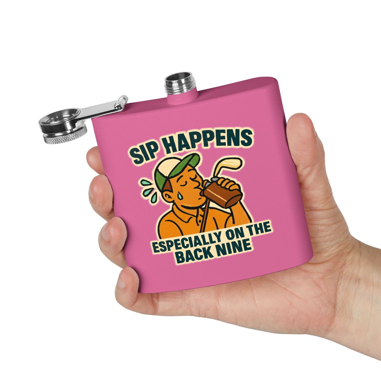 Golf Flask - Sip Happens Especially on the Back Nine Design