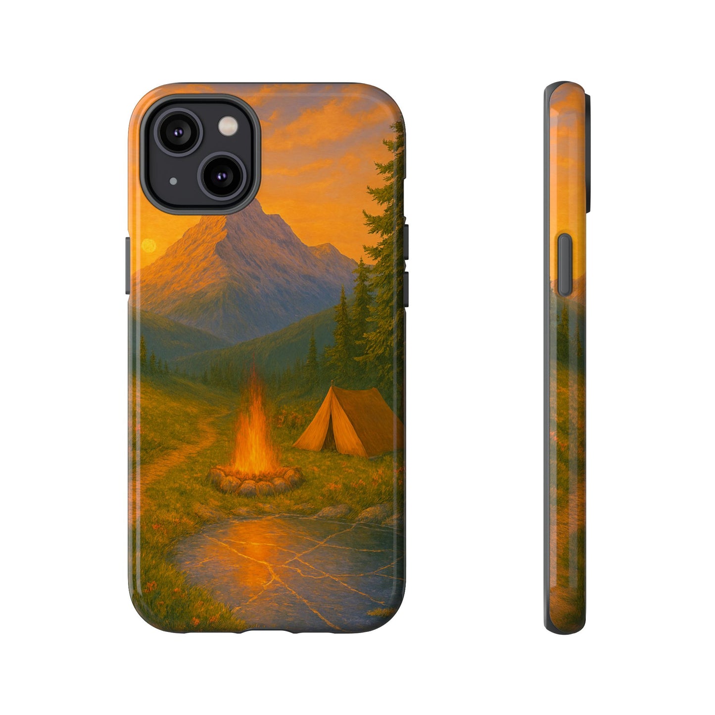 Tough Phone Case - Sunset Camping Scene