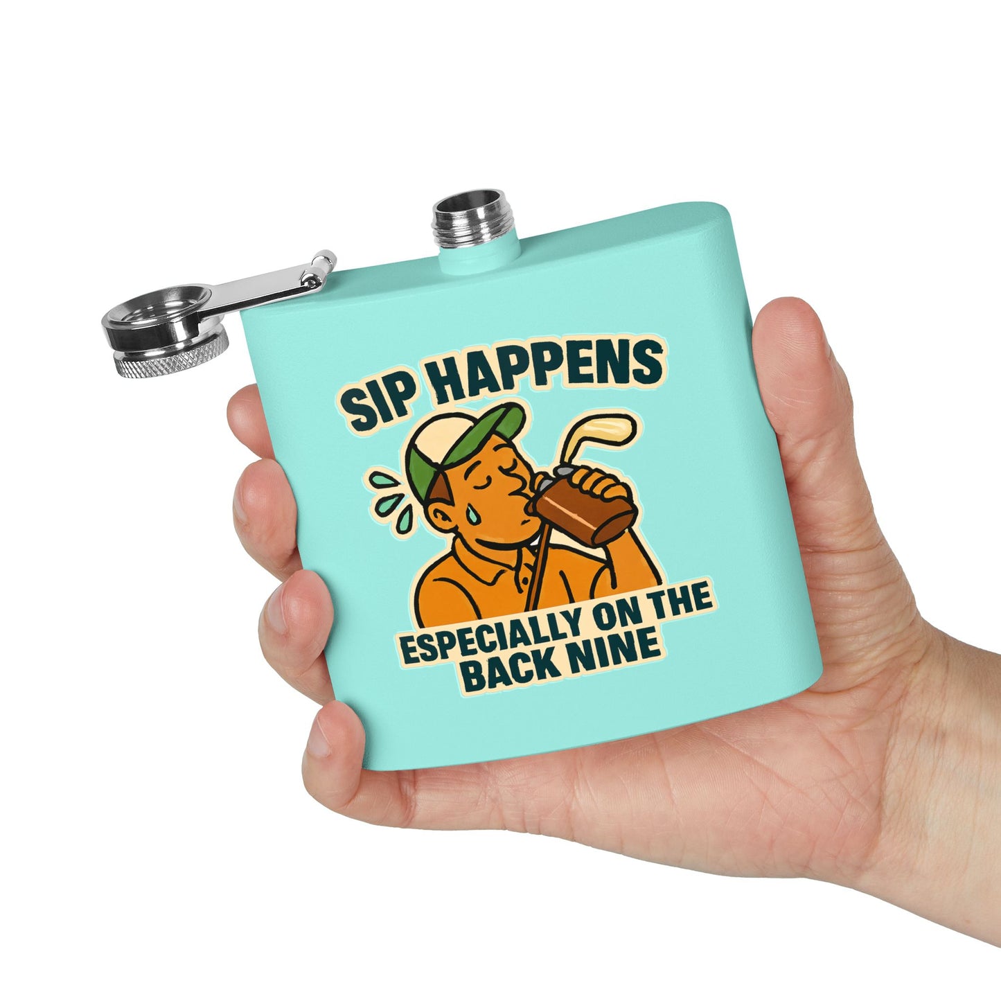 Golf Flask - Sip Happens Especially on the Back Nine Design