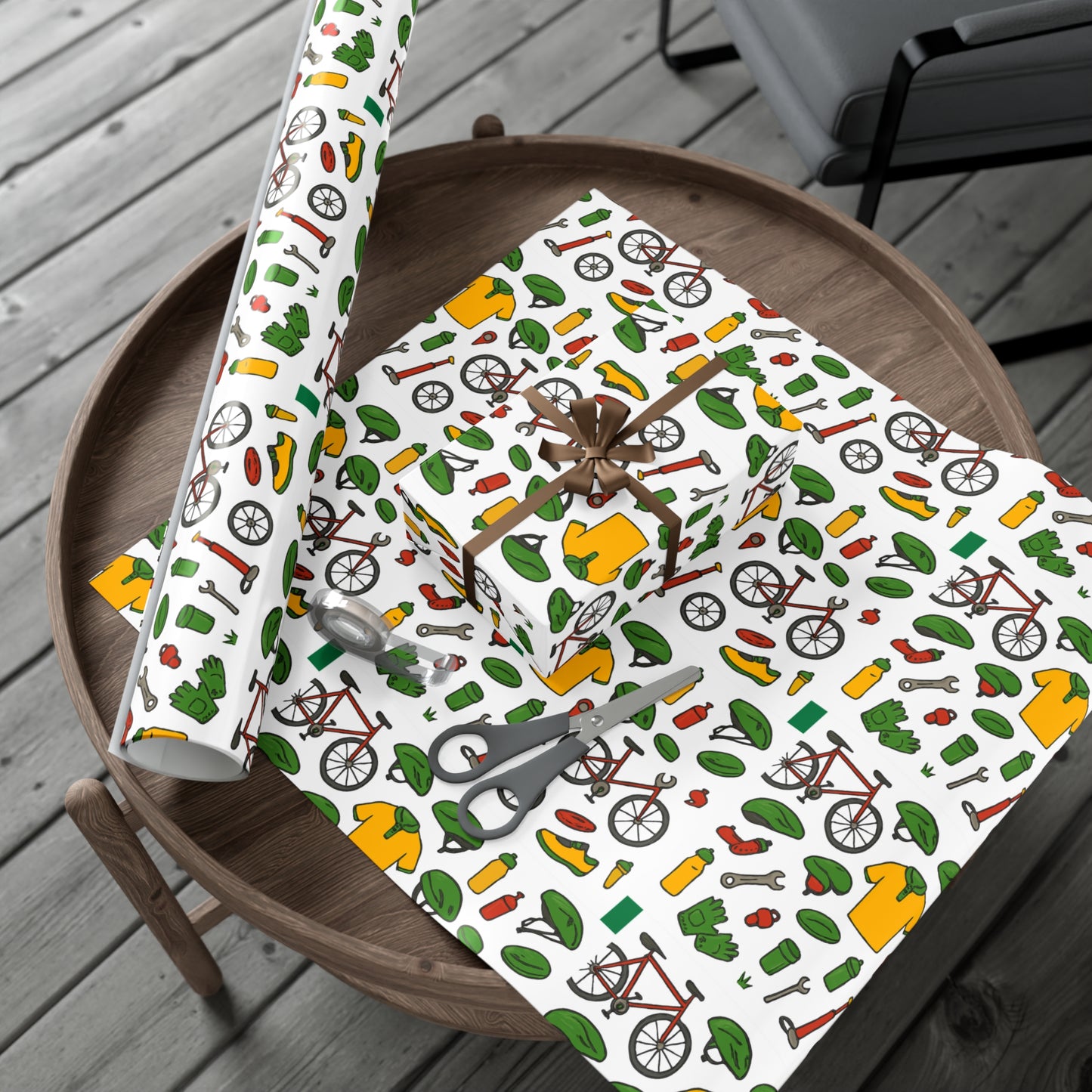 Eco-Friendly Cycling-Themed Gift Wrap Paper