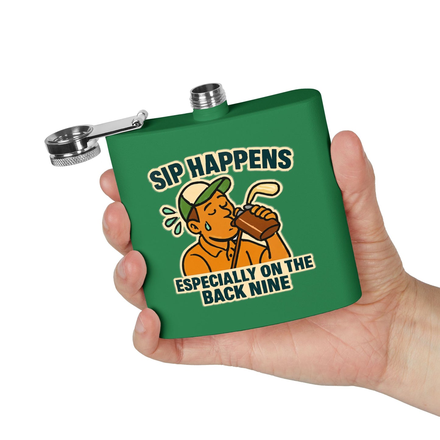 Golf Flask - Sip Happens Especially on the Back Nine Design