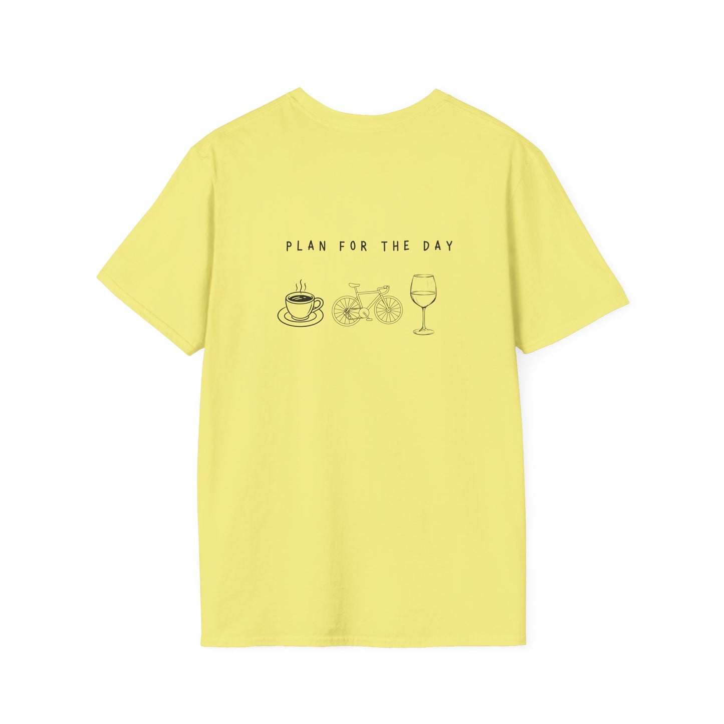 Unisex T-Shirt - Plan for the Day Bicycle & Wine (2-sided graphic)