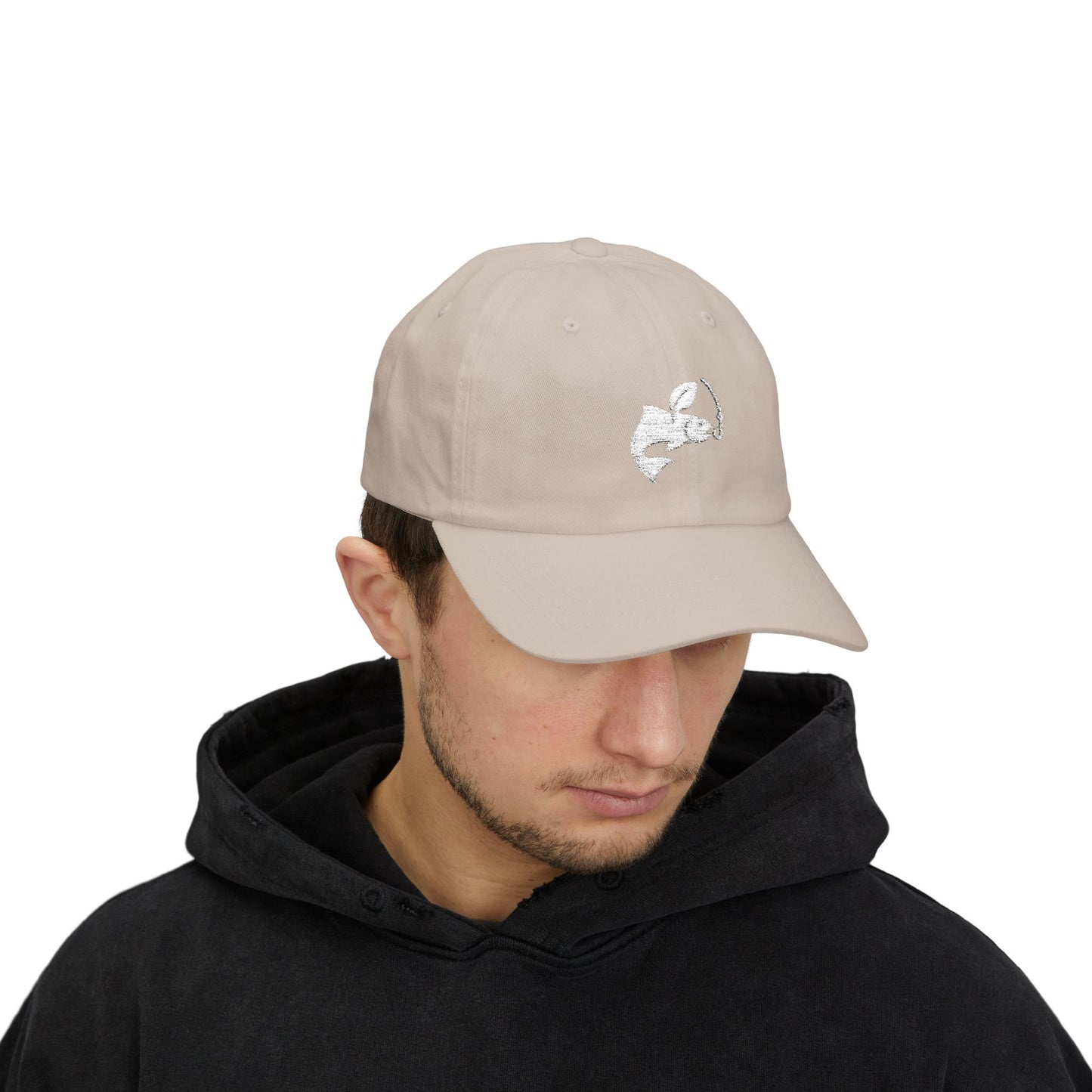 Classic Dad Cap - Fishing logo (white)