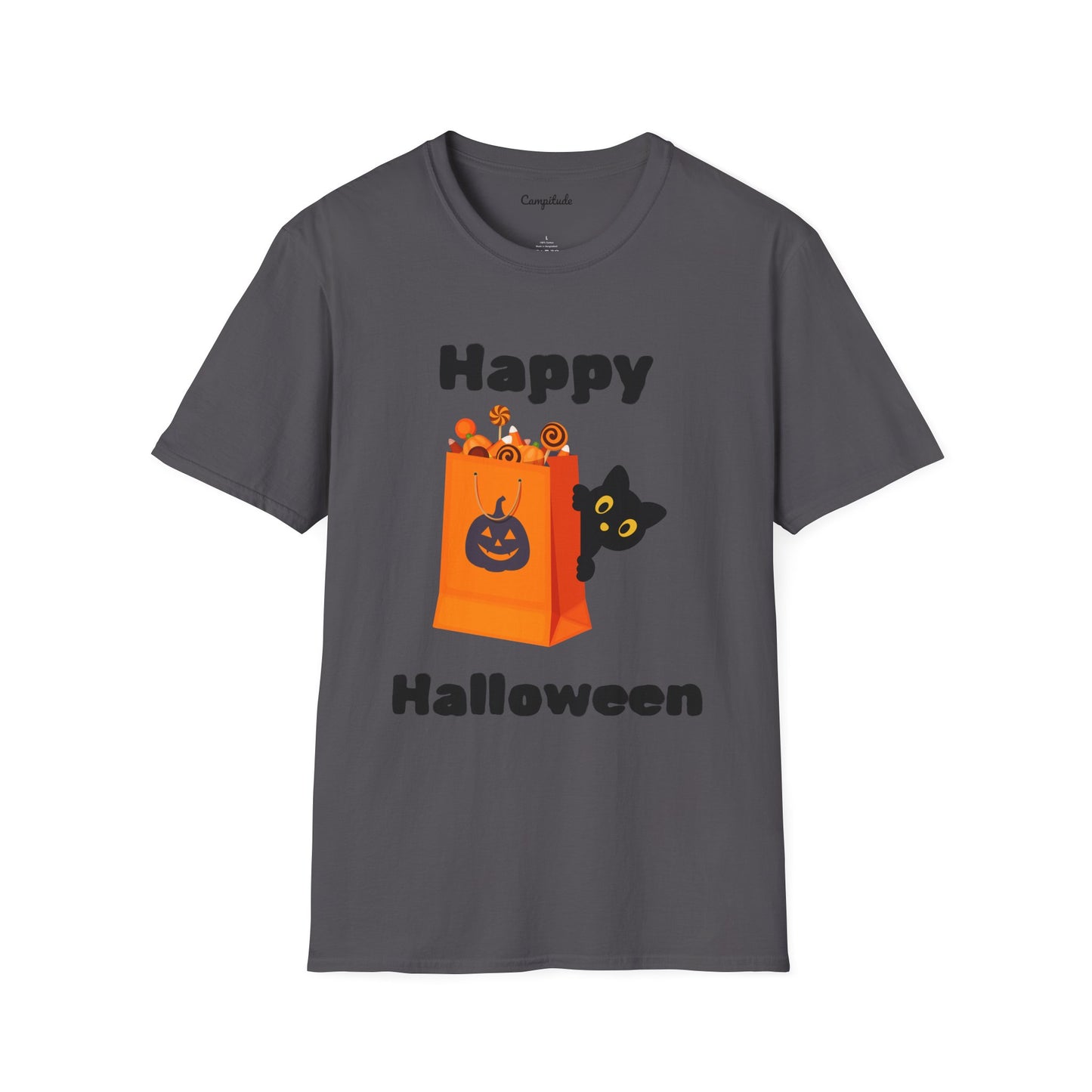 Unisex T-Shirt - Black Cat Happy Halloween