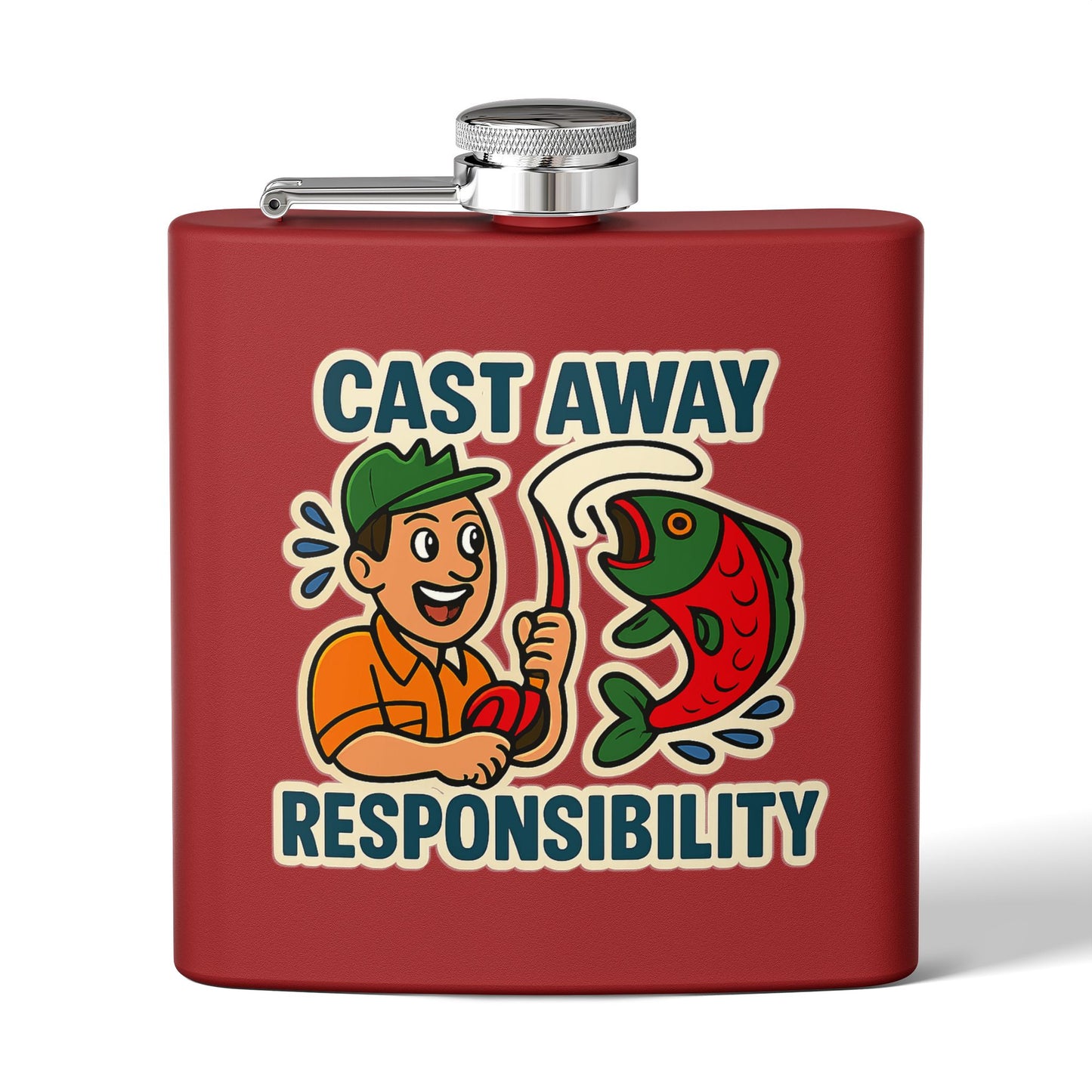 Fishing Flask - Cast Away Responsibility Design