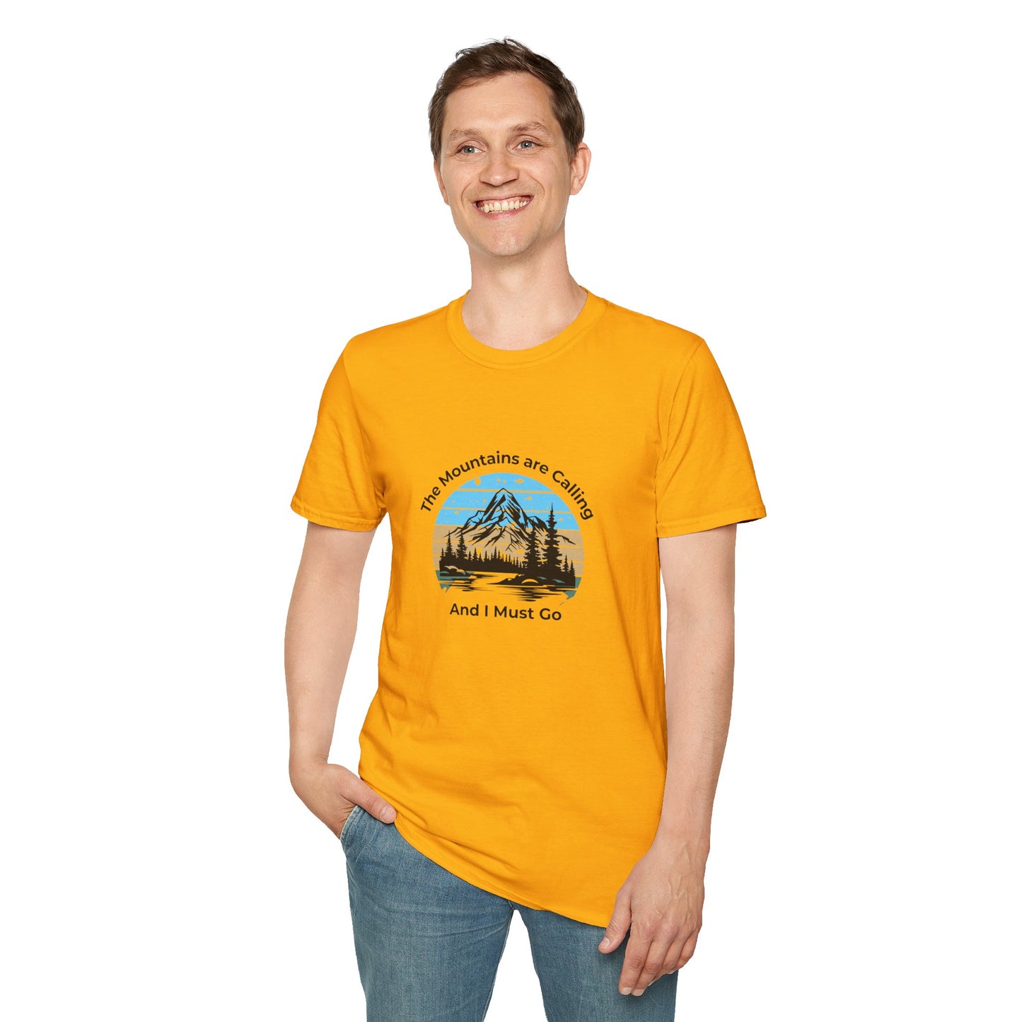Unisex T-Shirt - The Mountains are Calling and I Must Go (front logo only)