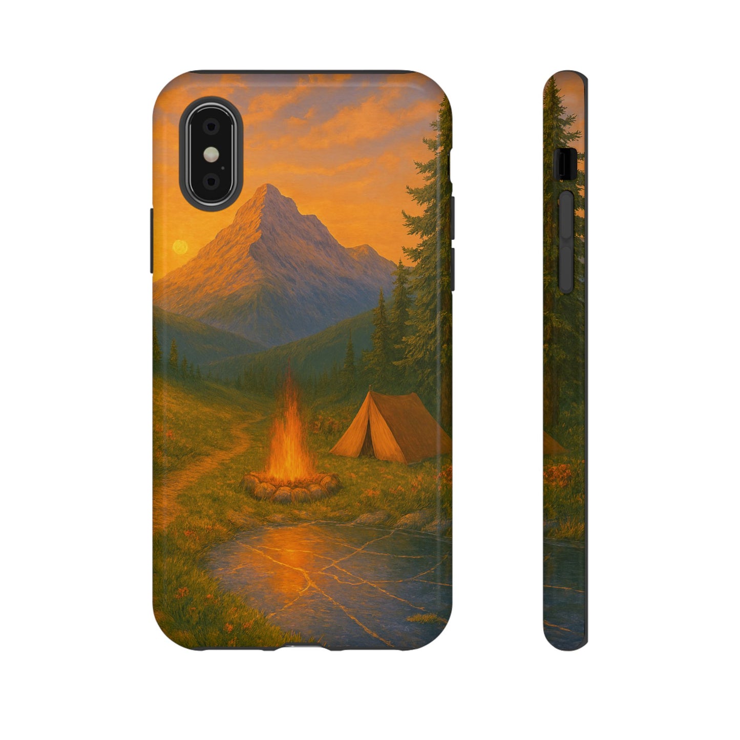 Tough Phone Case - Sunset Camping Scene