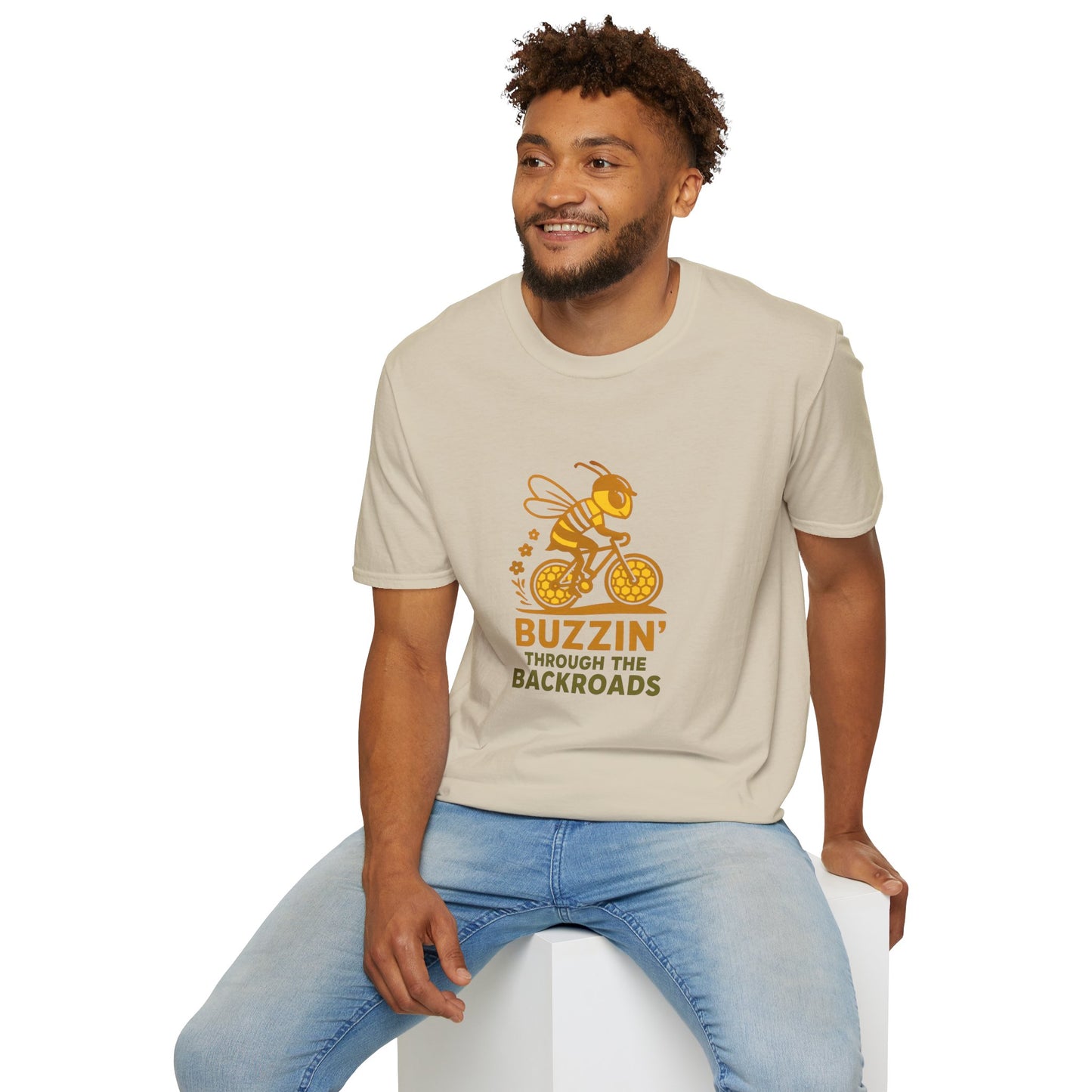 Unisex T-Shirt - Cyclist Buzzin' Through the Backroads