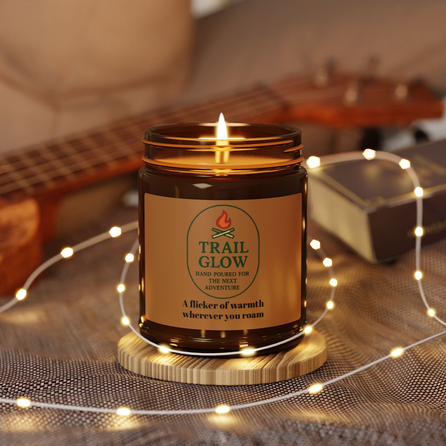Scented Soy Candle - A Flicker of Warmth Wherever You Go (Multi-scent, Amber Jar)