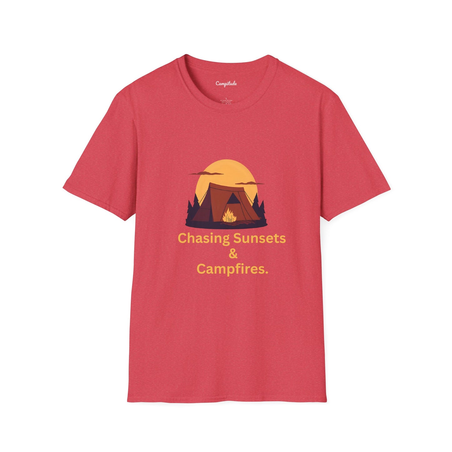 Unisex T-Shirt - Chasing Sunsets & Campfires (Tent)