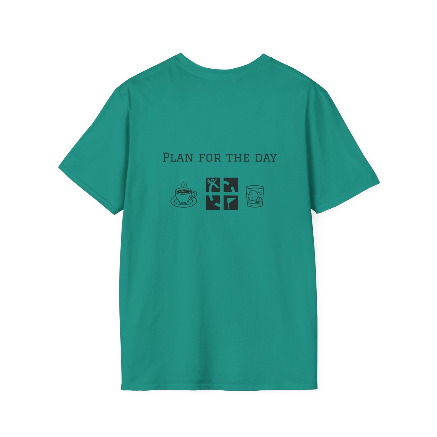 Unisex T-Shirt - Plan for the Day Geocache & Bourbon (2-sided graphic)