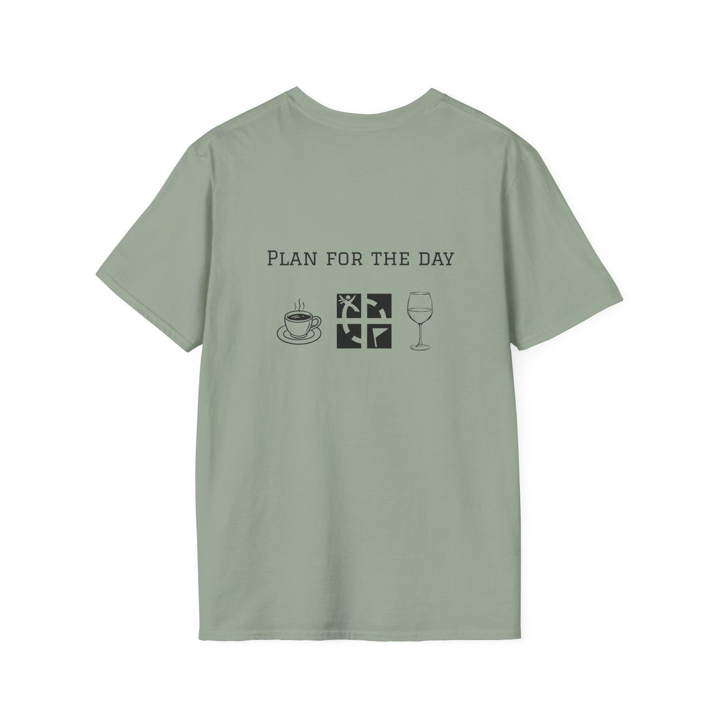 Unisex T-Shirt - Plan for the Day Geocache & Wine (2-sided graphic)