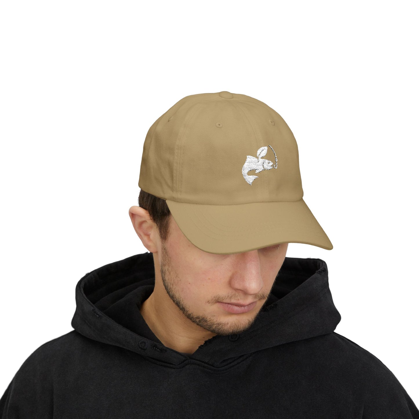 Classic Dad Cap - Fishing logo (white)