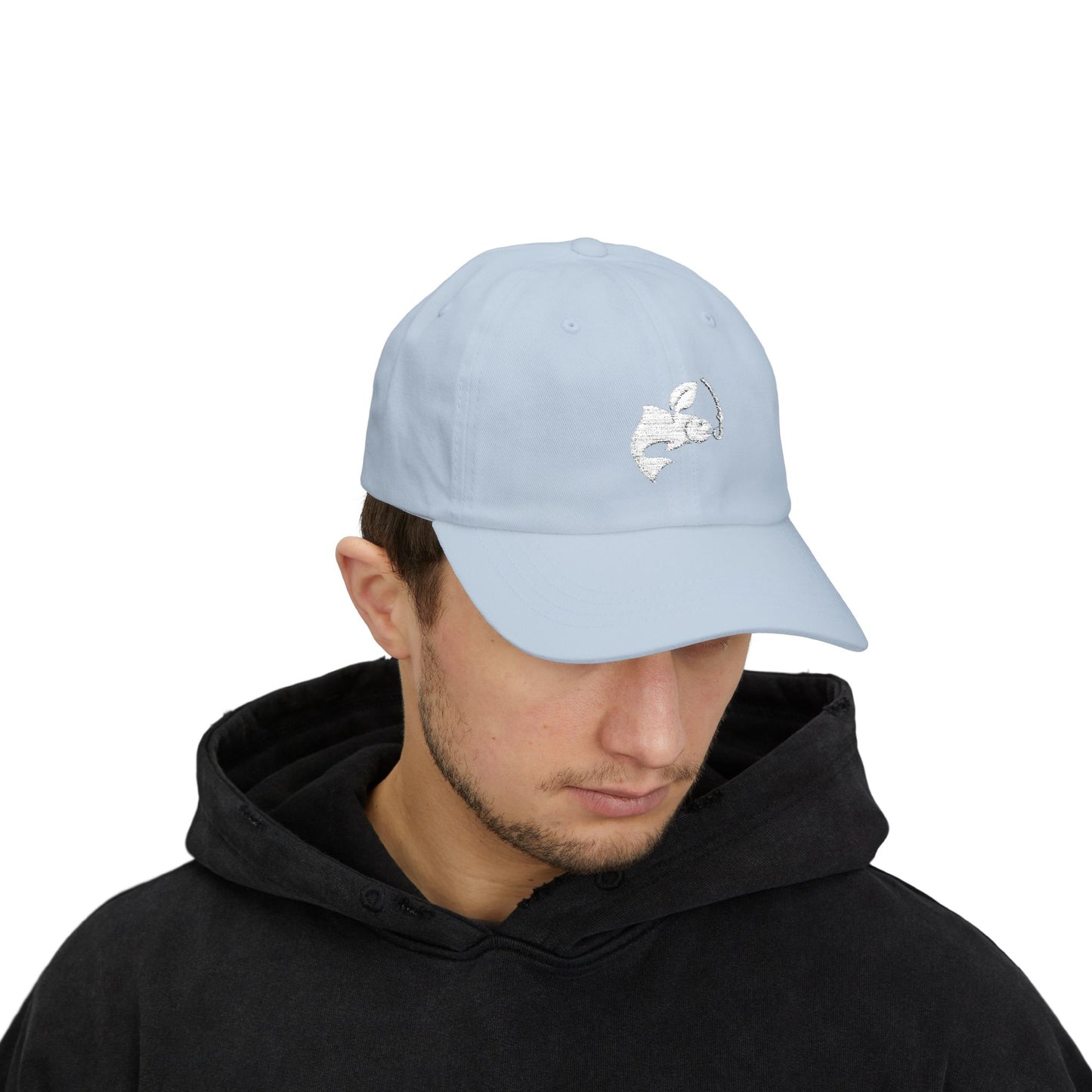 Classic Dad Cap - Fishing logo (white)