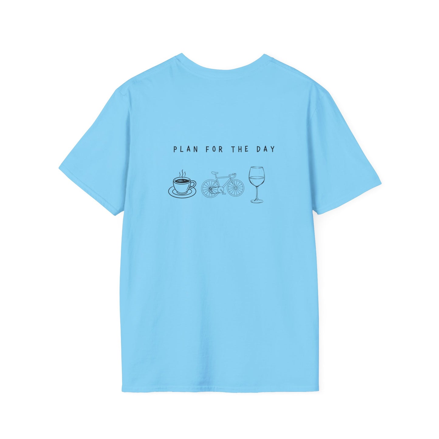Unisex T-Shirt - Plan for the Day Bicycle & Wine (2-sided graphic)