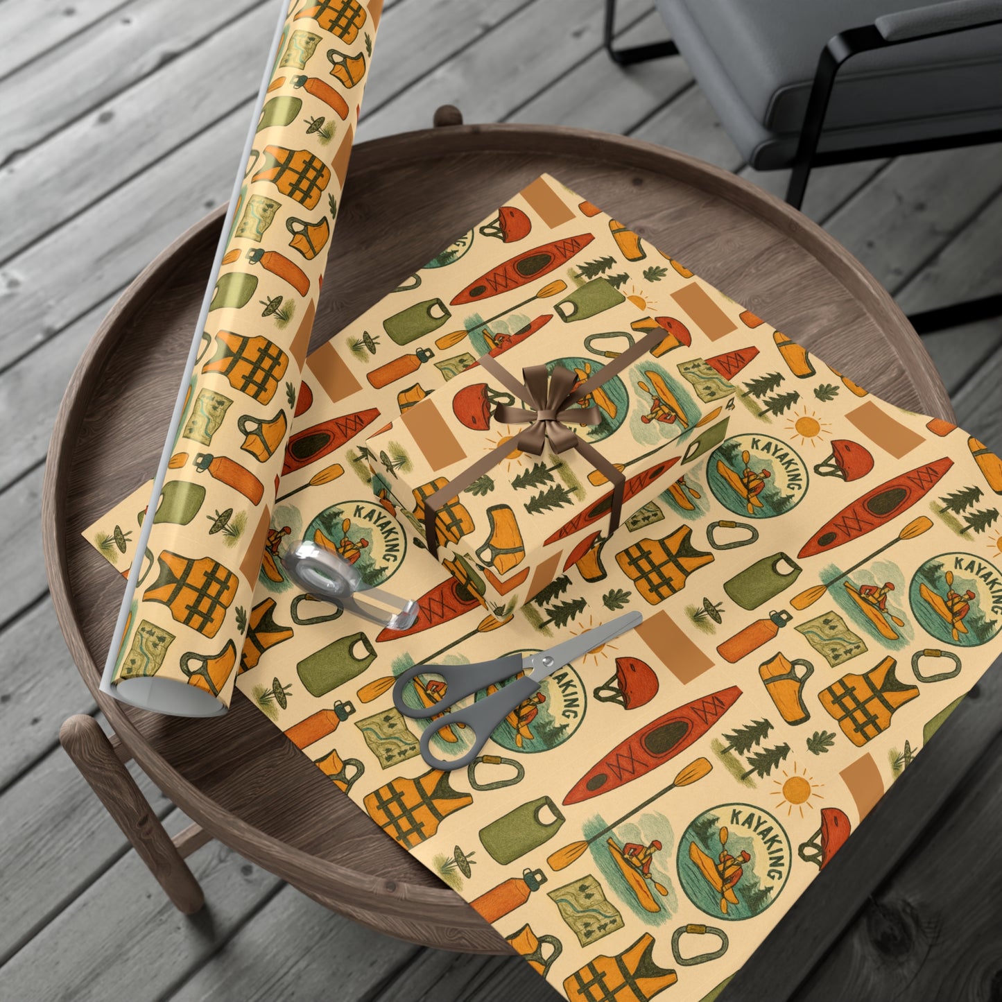 Eco-Friendly Kayak-Themed Gift Wrap Paper