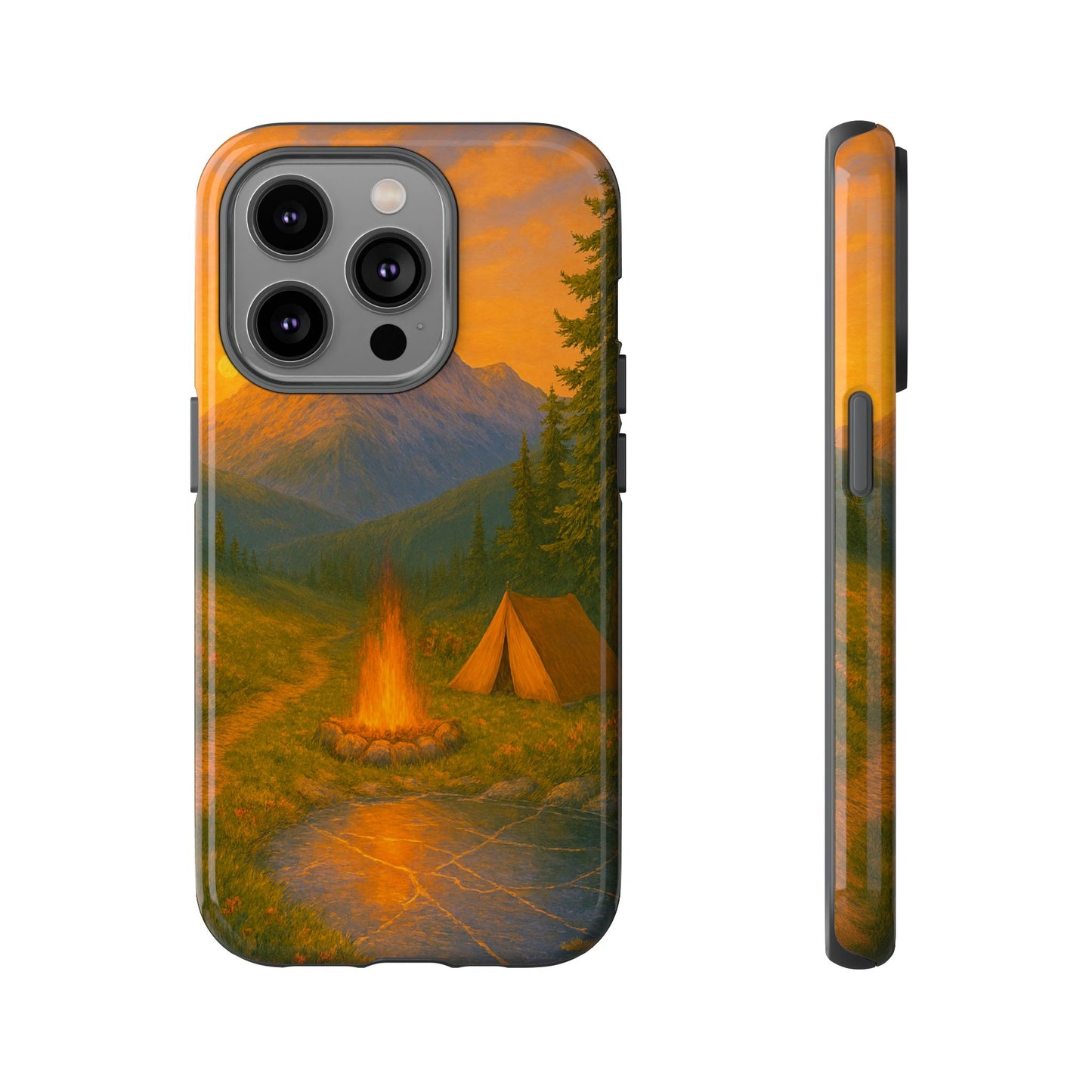 Tough Phone Case - Sunset Camping Scene