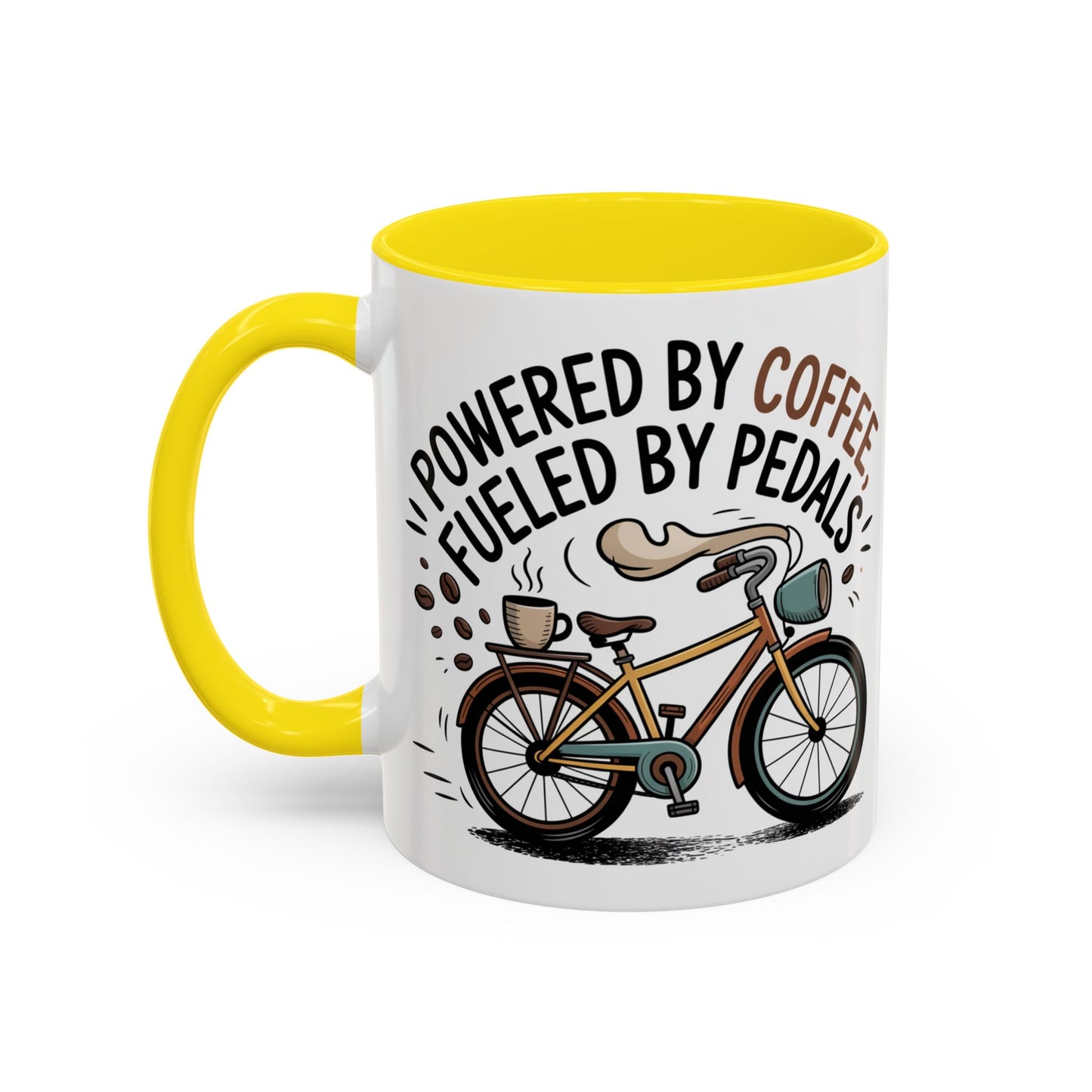 Ceramic Coffee Mug - Powered By Coffee, Fueled By Pedals