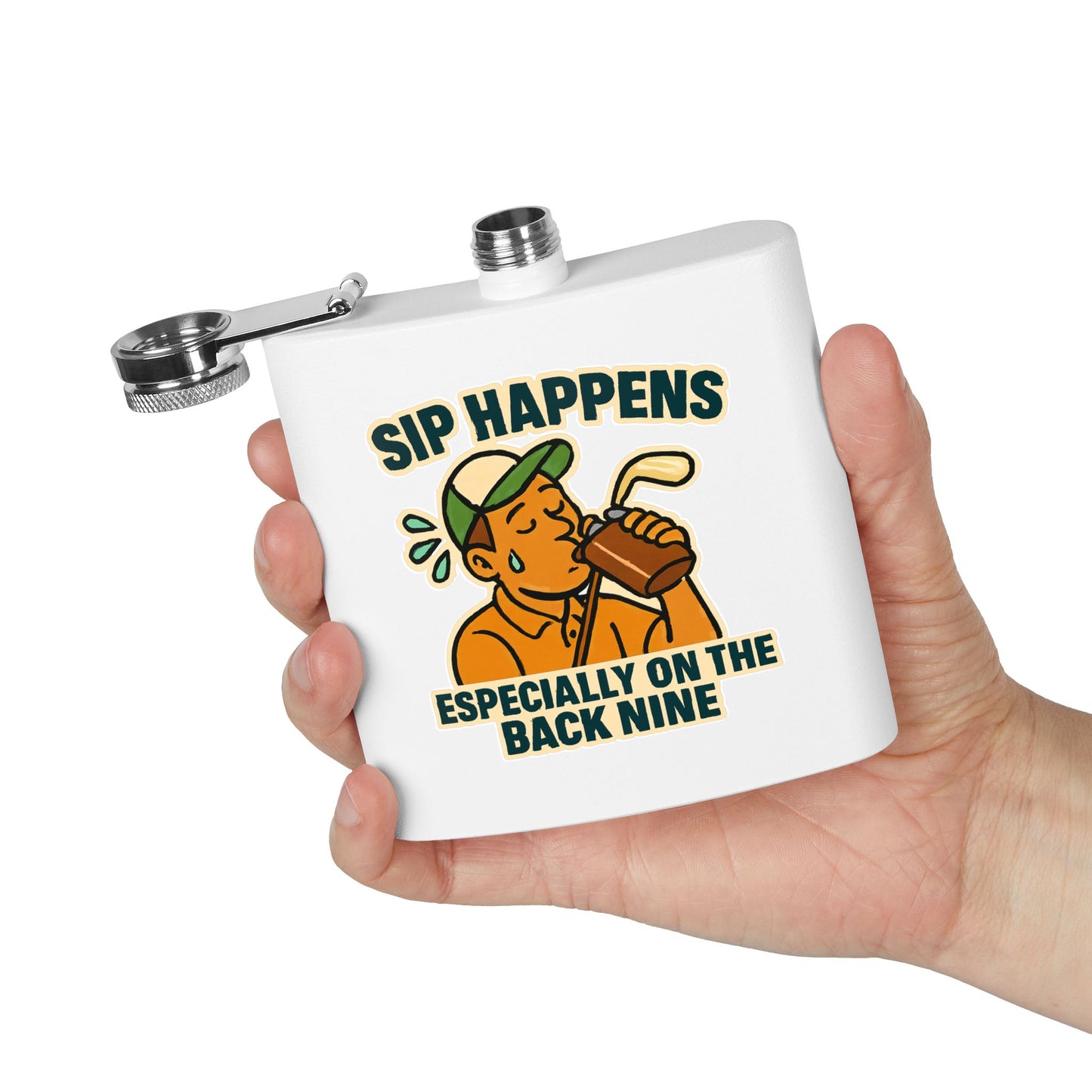 Golf Flask - Sip Happens Especially on the Back Nine Design