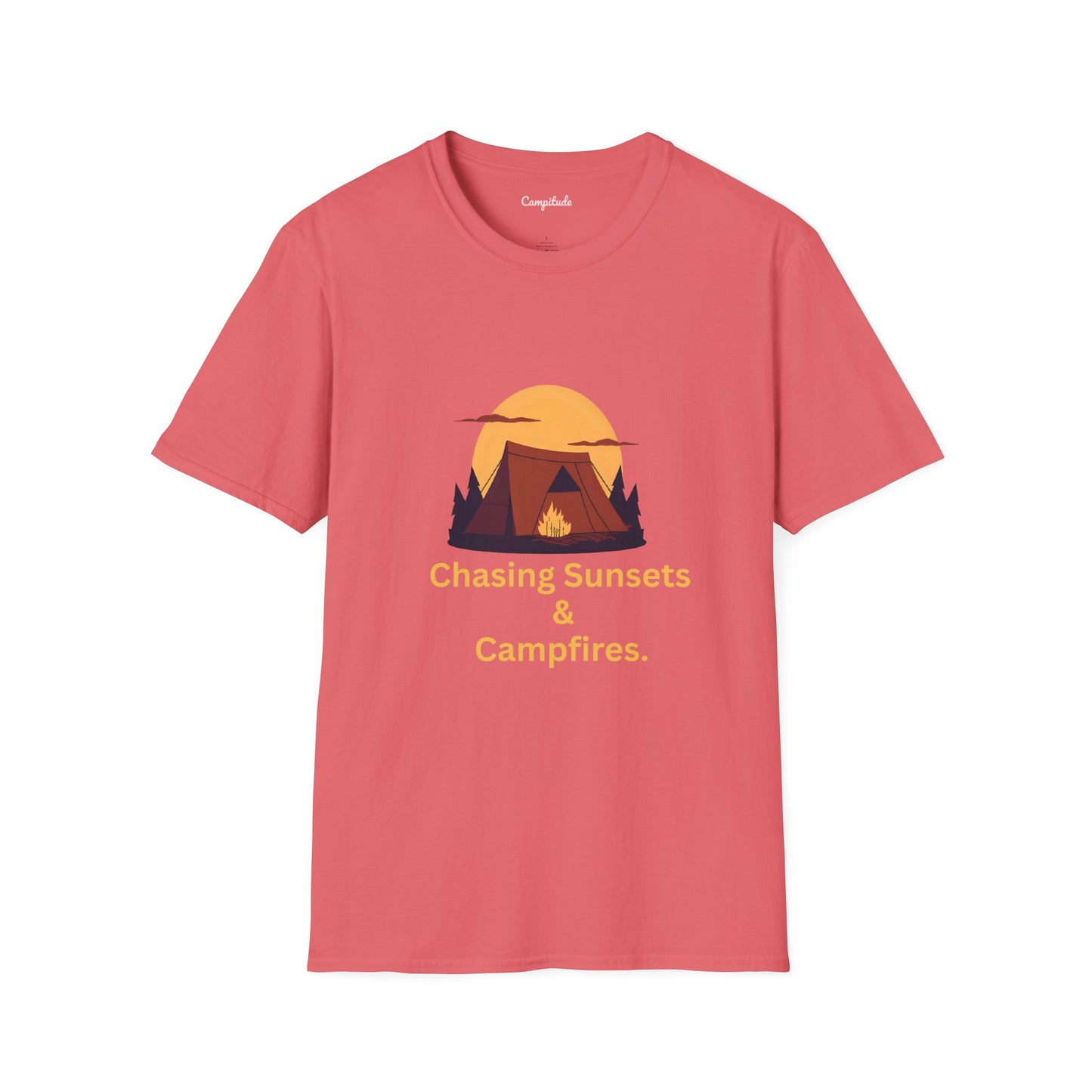 Unisex T-Shirt - Chasing Sunsets & Campfires (Tent)