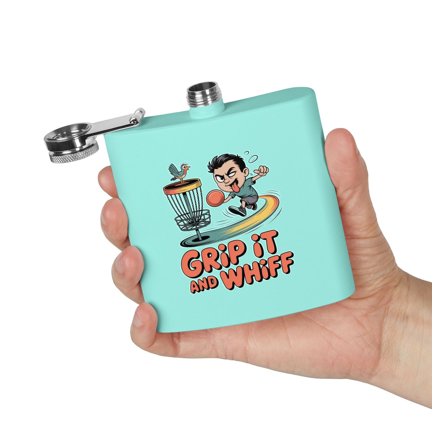 Disc Golf Flask - Fun Grip It and Whiff Design