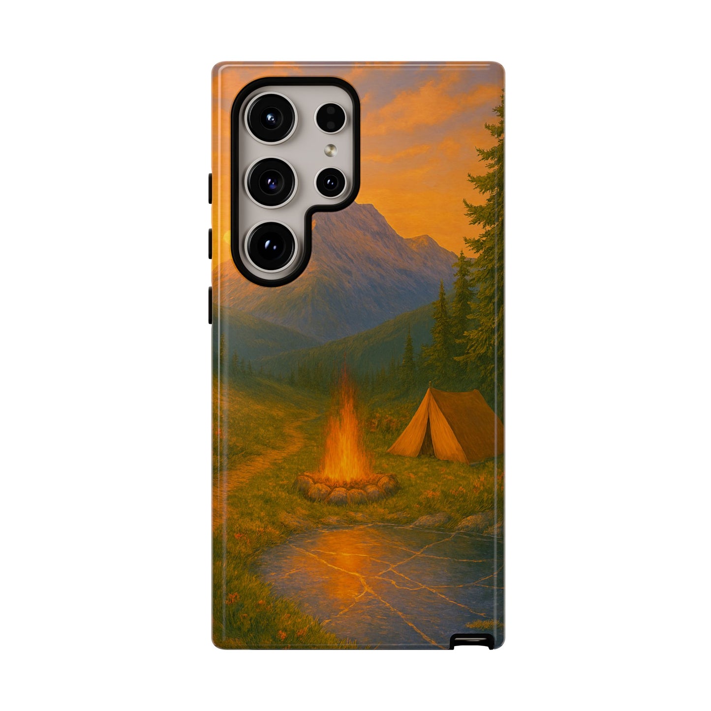 Tough Phone Case - Sunset Camping Scene