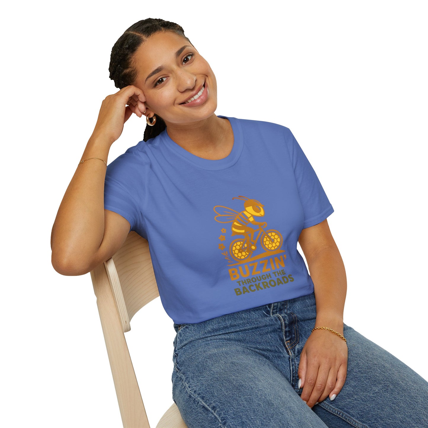 Unisex T-Shirt - Cyclist Buzzin' Through the Backroads
