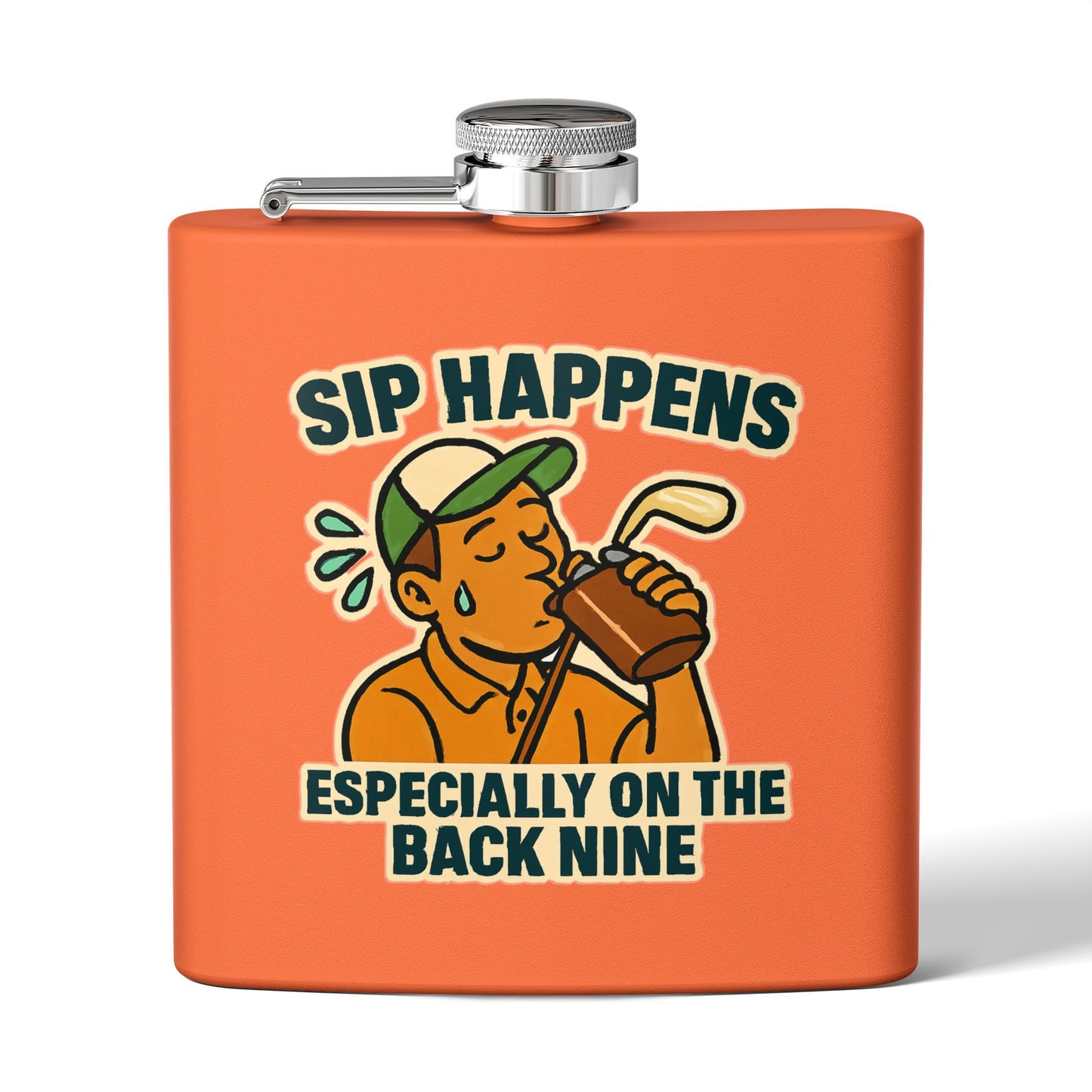 Golf Flask - Sip Happens Especially on the Back Nine Design