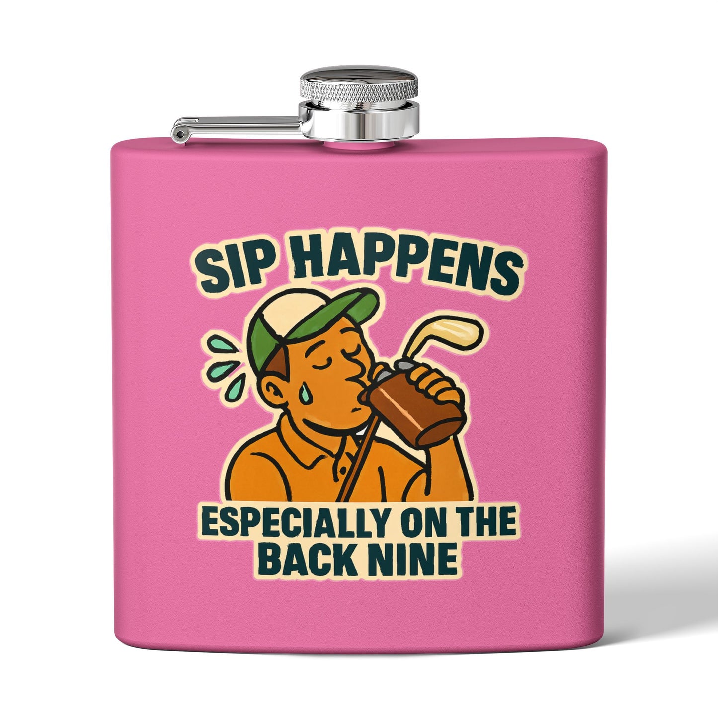 Golf Flask - Sip Happens Especially on the Back Nine Design