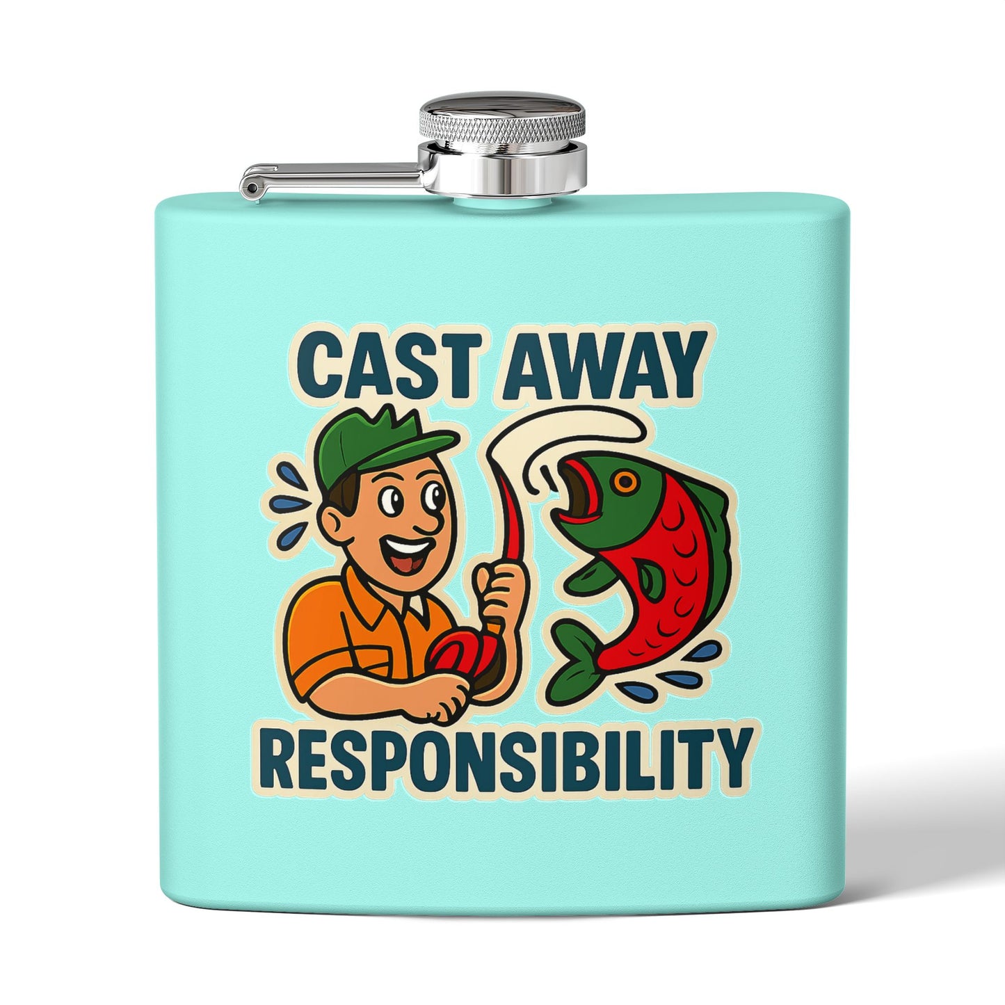 Fishing Flask - Cast Away Responsibility Design