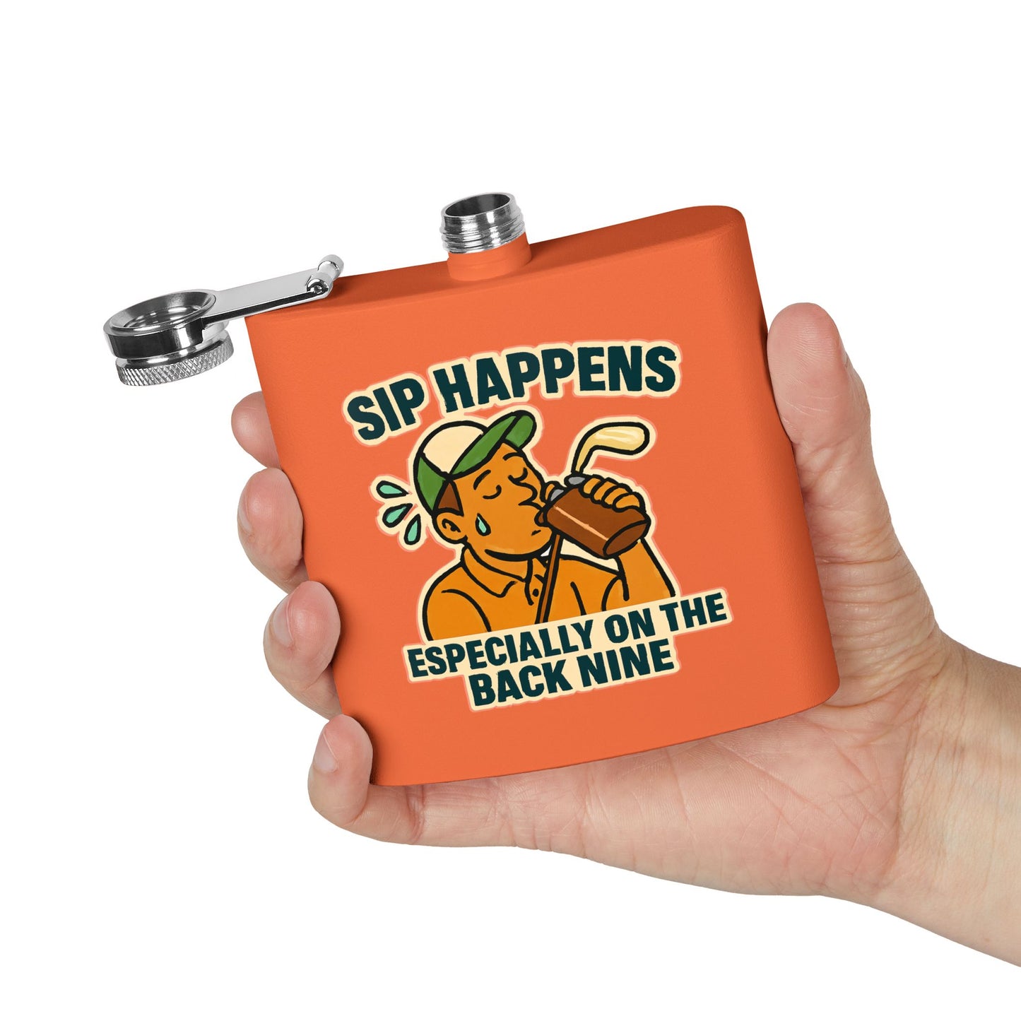 Golf Flask - Sip Happens Especially on the Back Nine Design