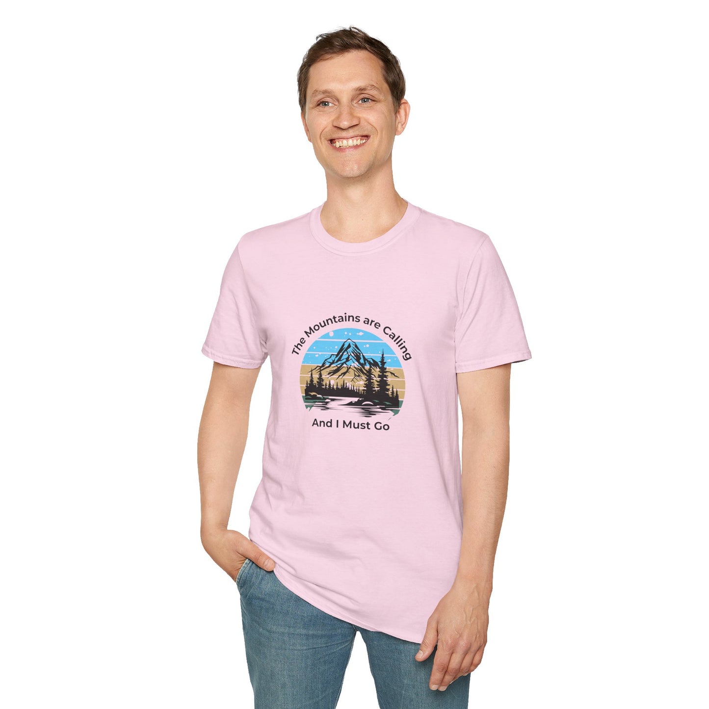 Unisex T-Shirt - The Mountains are Calling and I Must Go (front logo only)