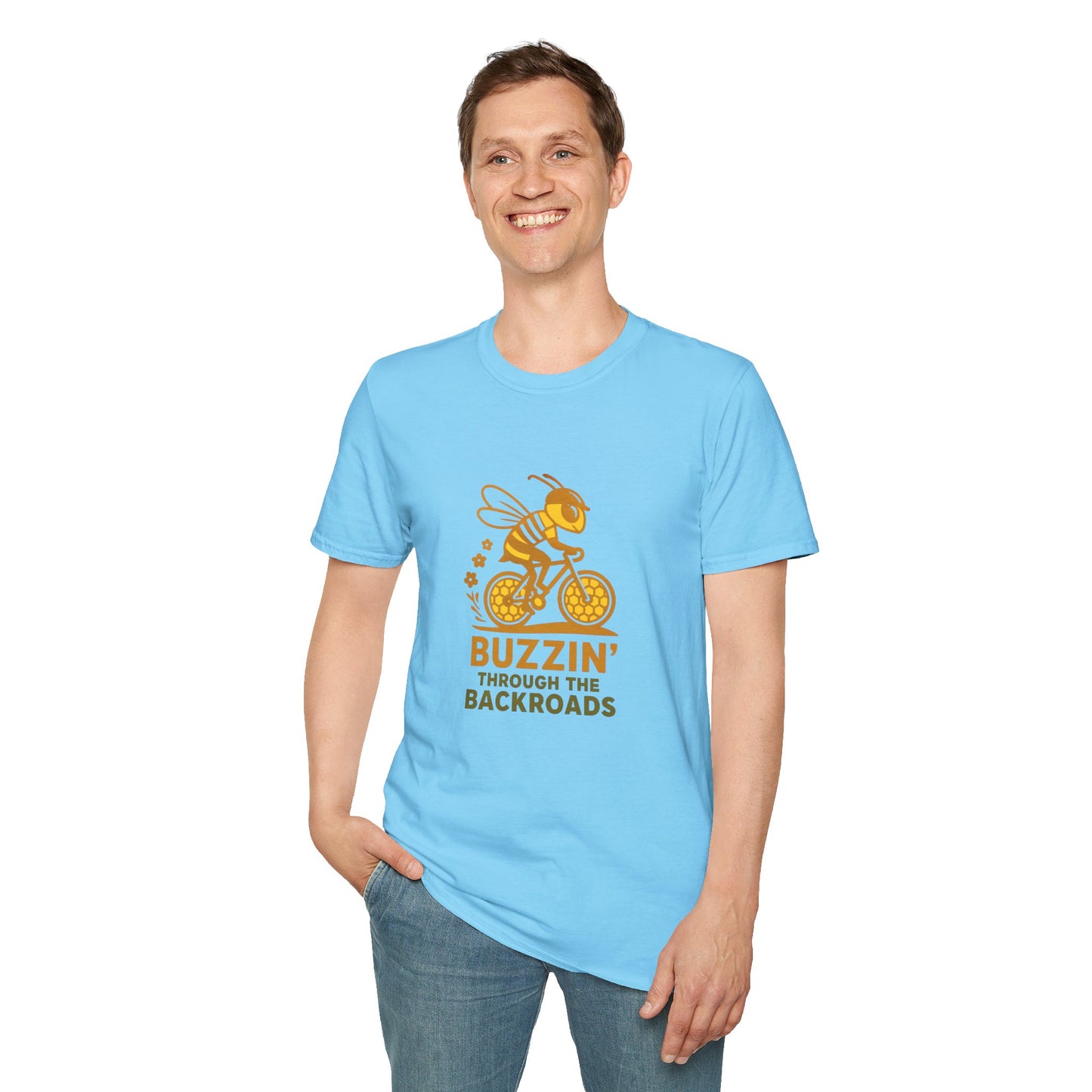 Unisex T-Shirt - Cyclist Buzzin' Through the Backroads