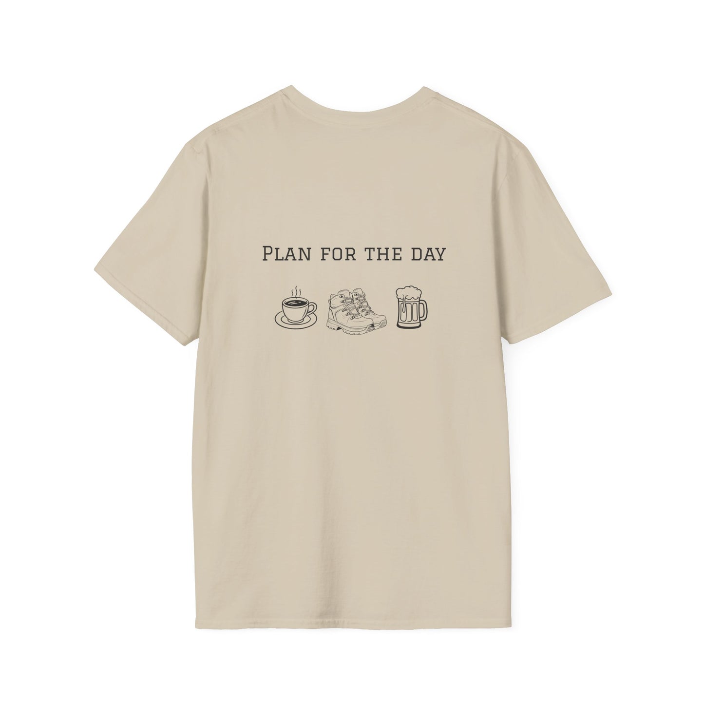 Unisex T-Shirt - Plan for the Day Hiking Boot & Beer (2-sided graphic)