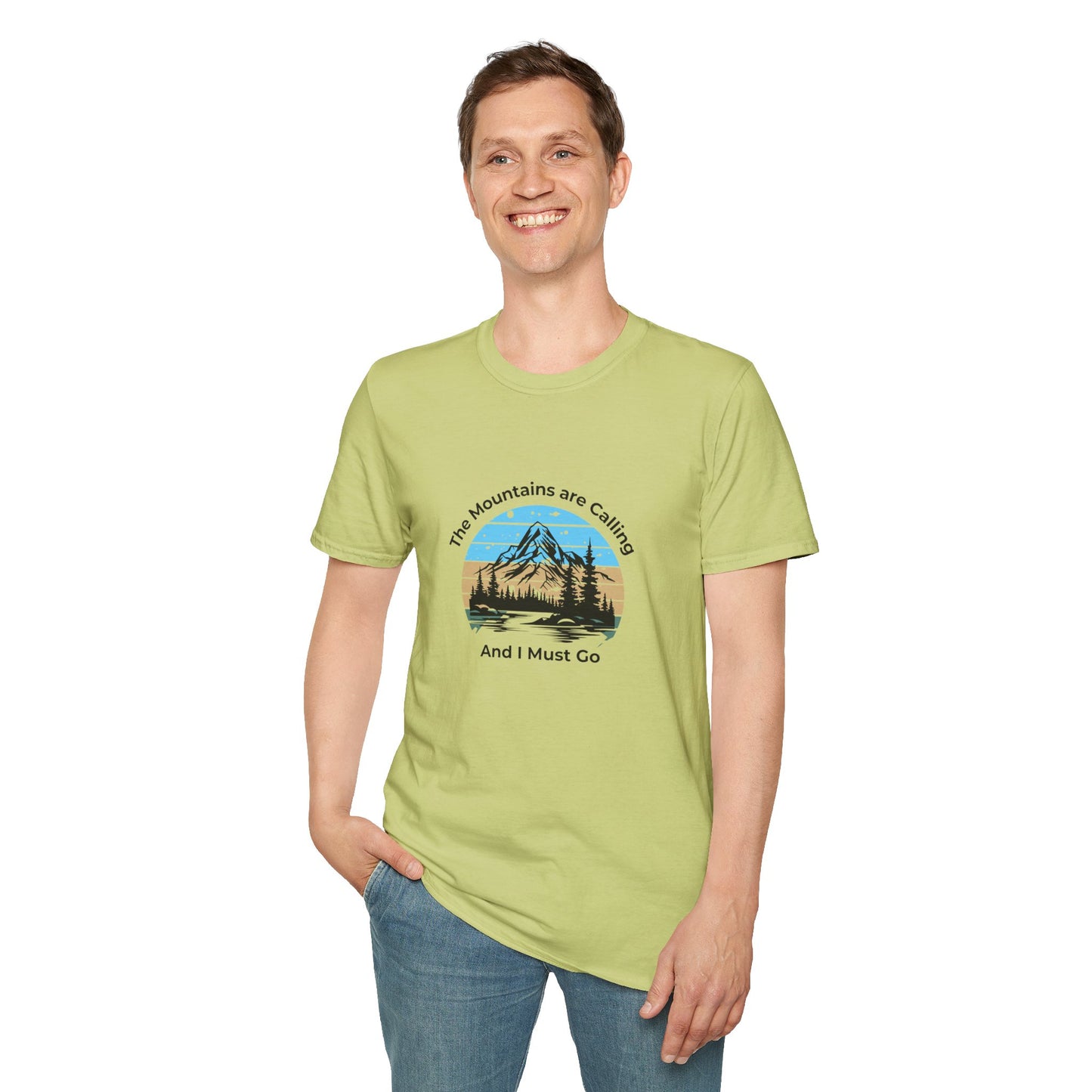 Unisex T-Shirt - The Mountains are Calling and I Must Go (front logo only)