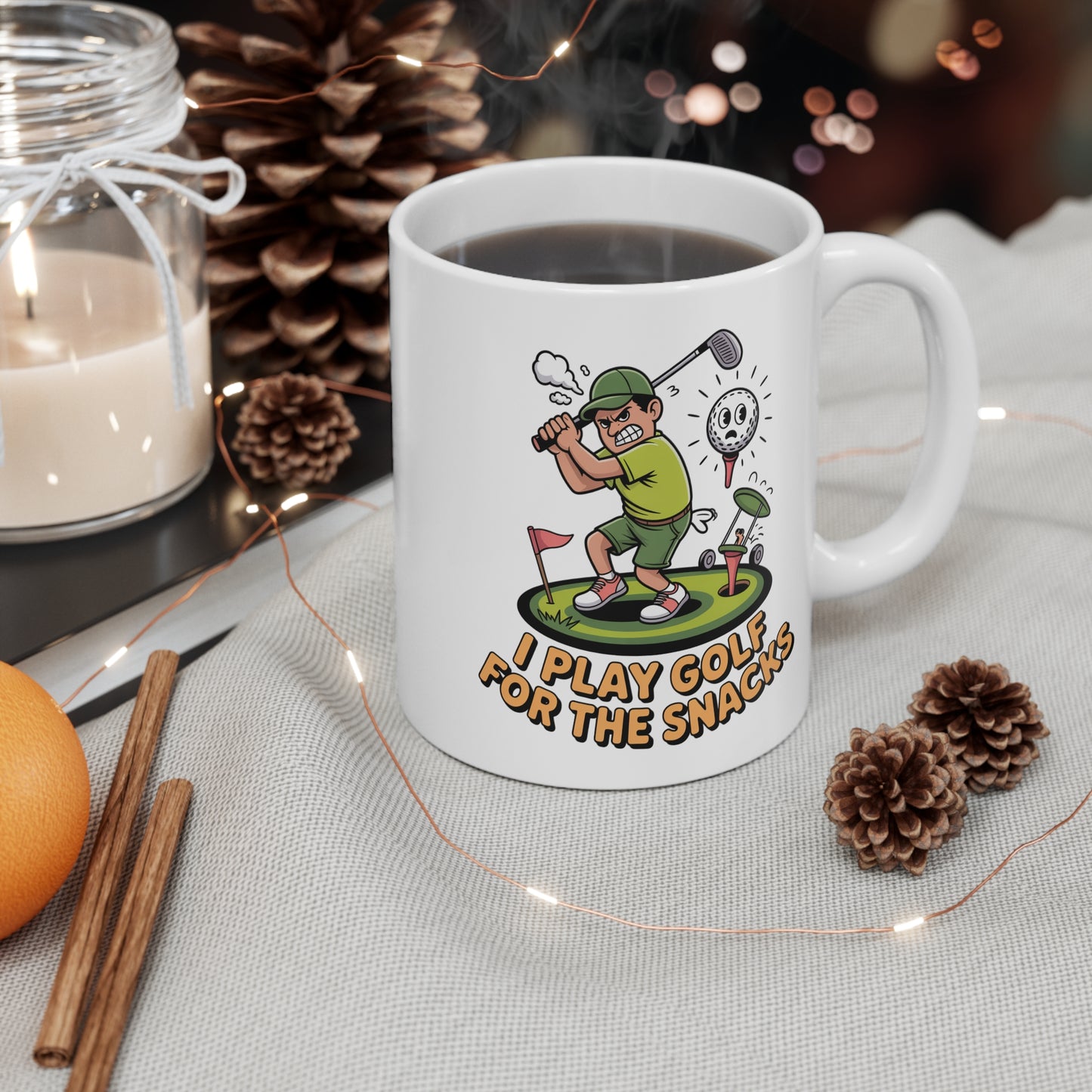 Ceramic Coffee Mug - I Play Golf for the Snacks