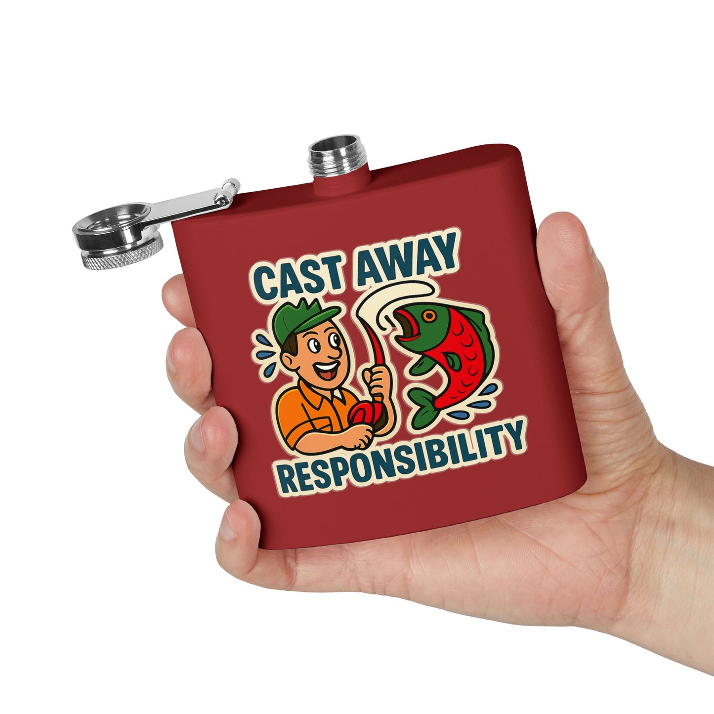Fishing Flask - Cast Away Responsibility Design